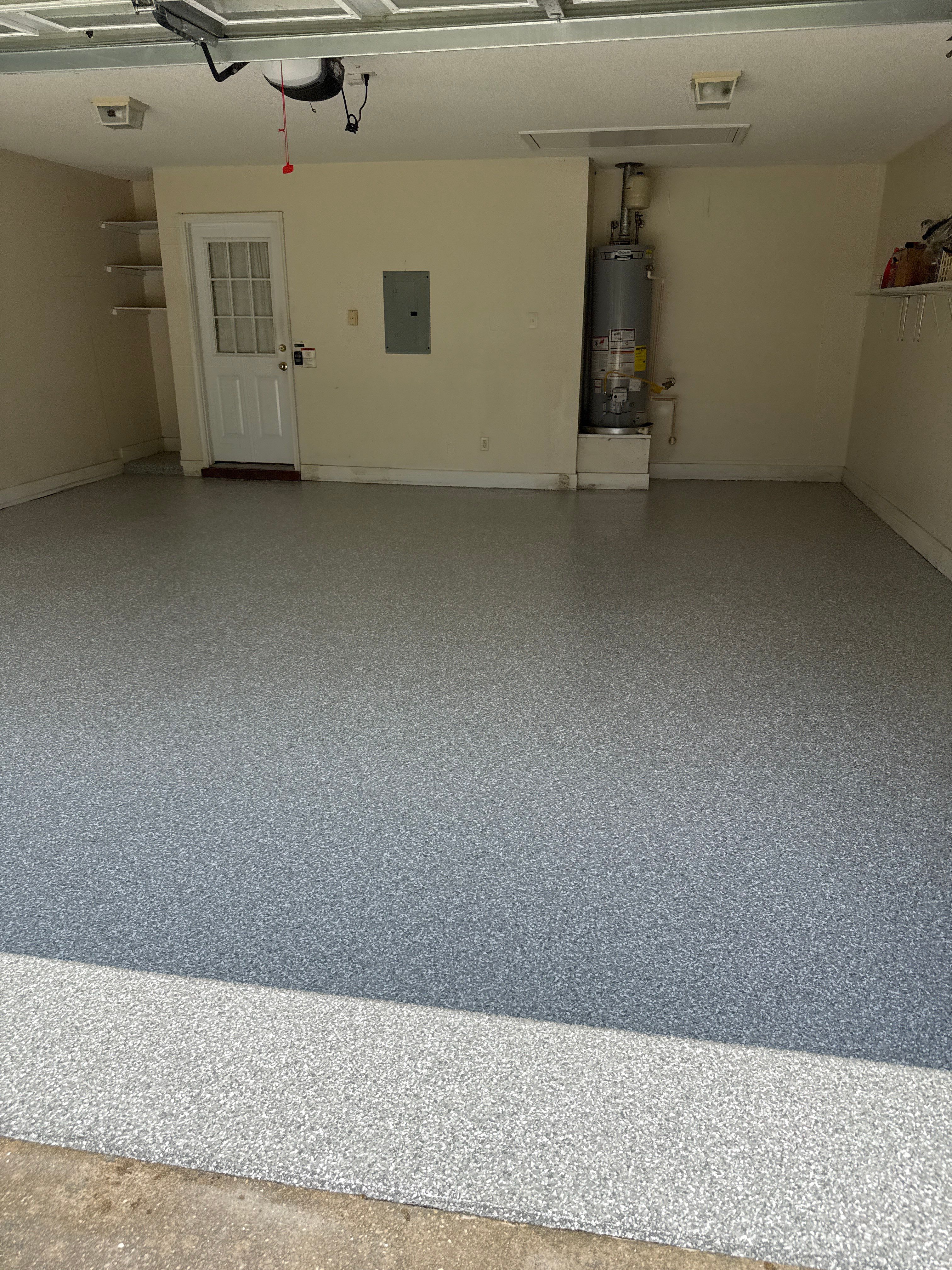 Gray Epoxy Flake Garage Floor Installation in Mobile by Cornerstone Hard Surface Restoration