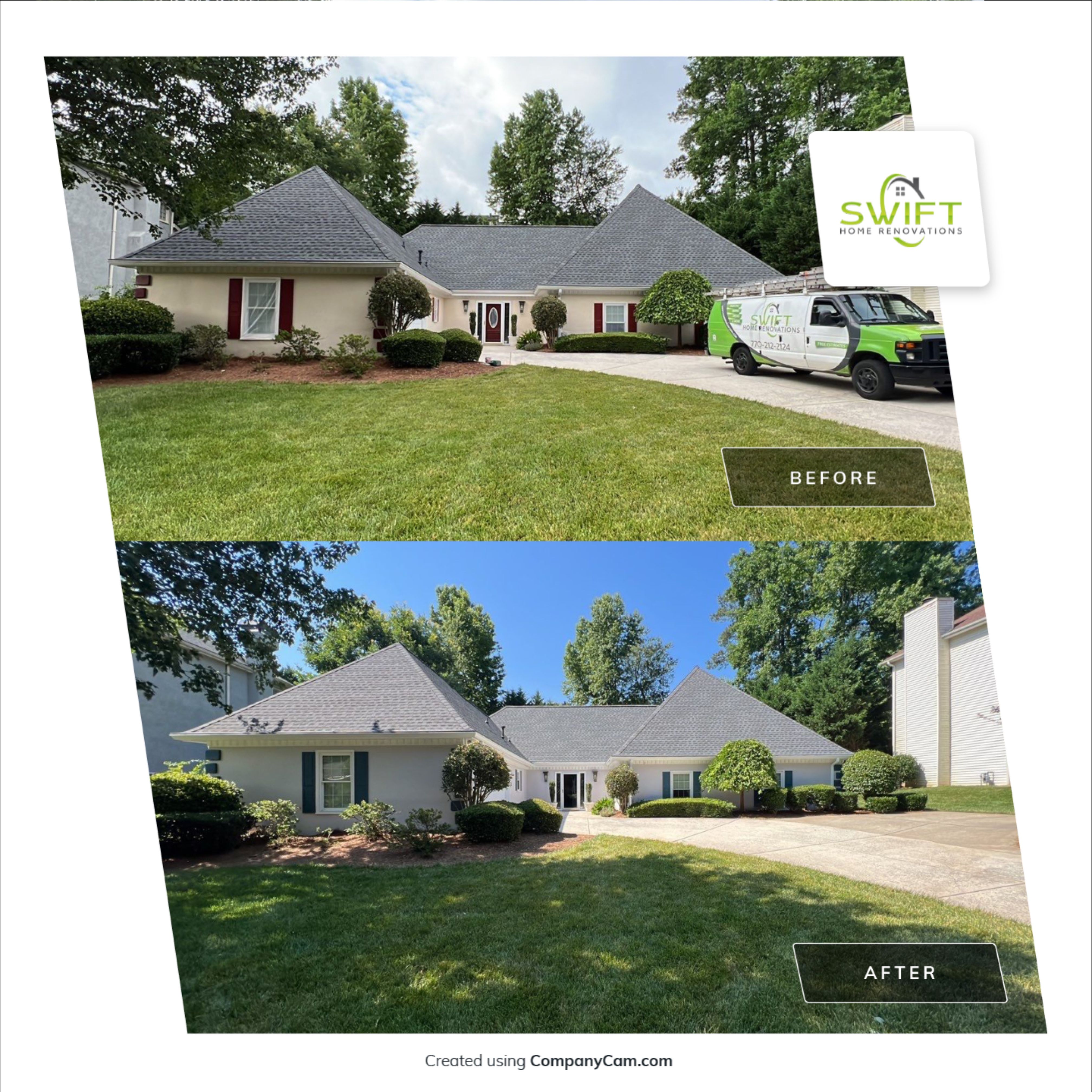 Exterior Home Painting and Shutter Refresh in Marietta by Swift Home Renovations