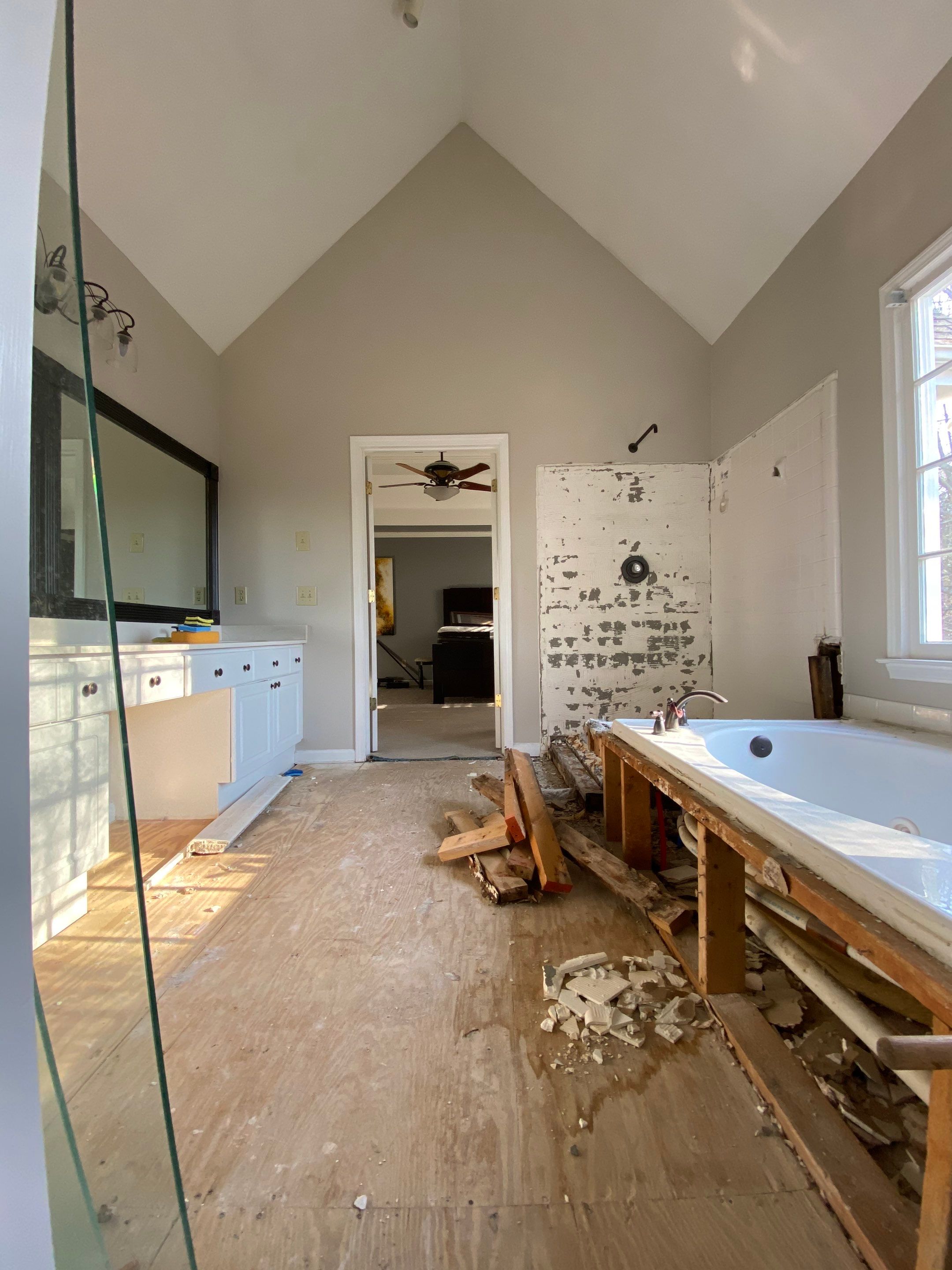 Modern Master Bathroom Remodel with Stacked Stone in Kennesaw by Swift Home Renovations