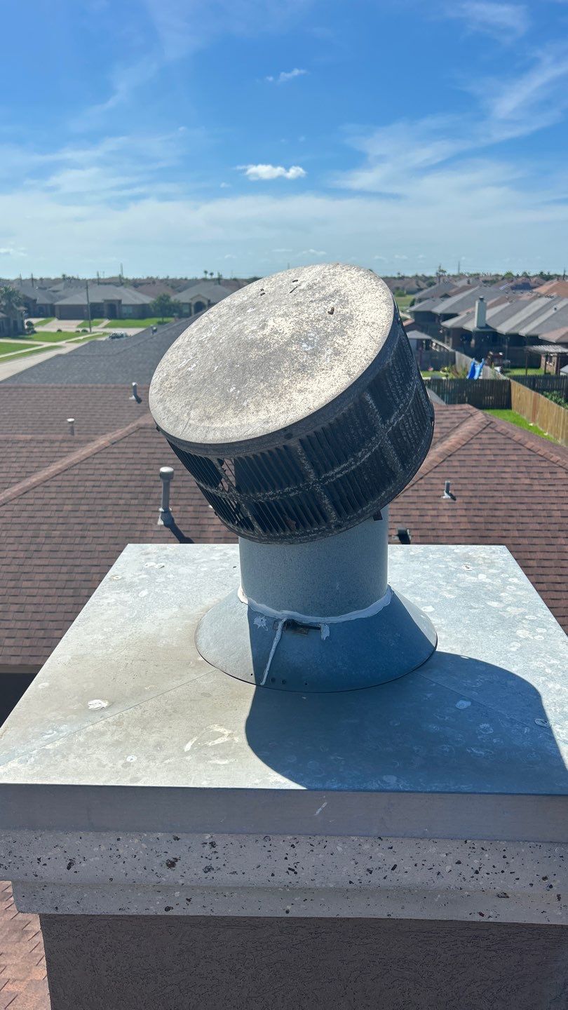 Residential Roofing Repair using Custom Fabricated Metal Spark Arrestor and Roof Tune-Up by Lighthouse Roofing