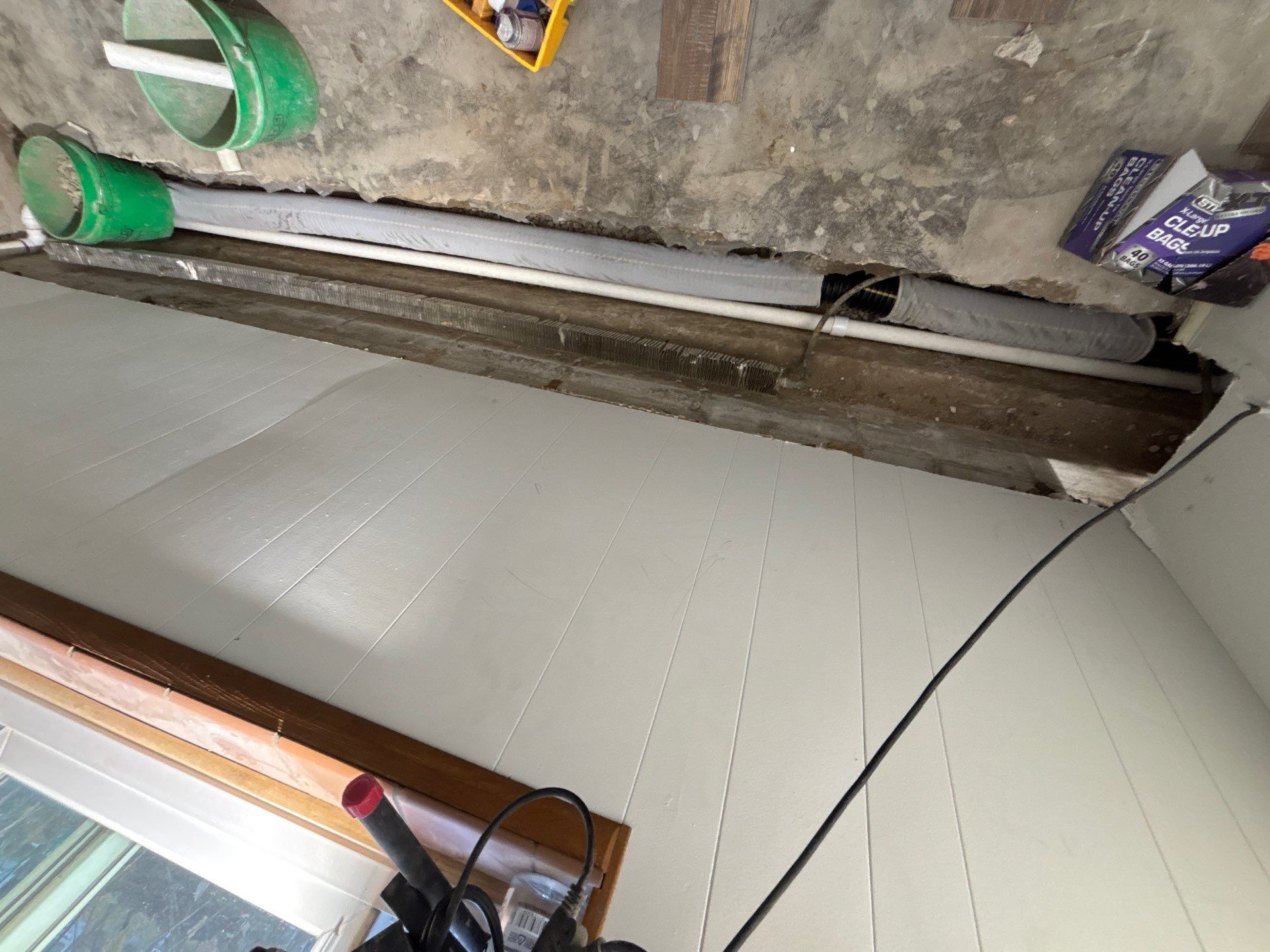 Drain tile and sump pump for George by Waterproofing Northeast