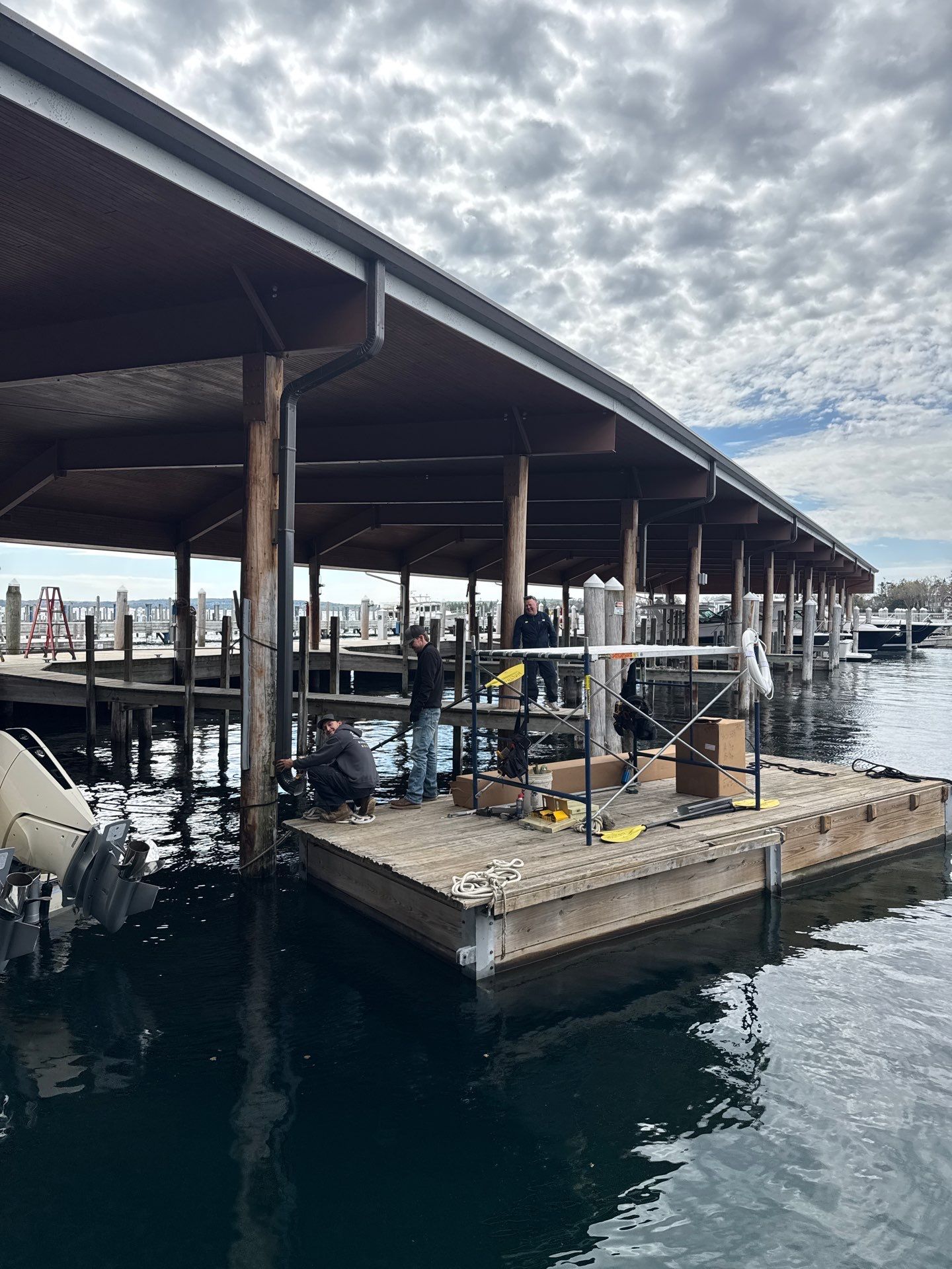 Gutter and Downspout Installation for Harbor Springs Boat House by Rainbow Seamless Systems