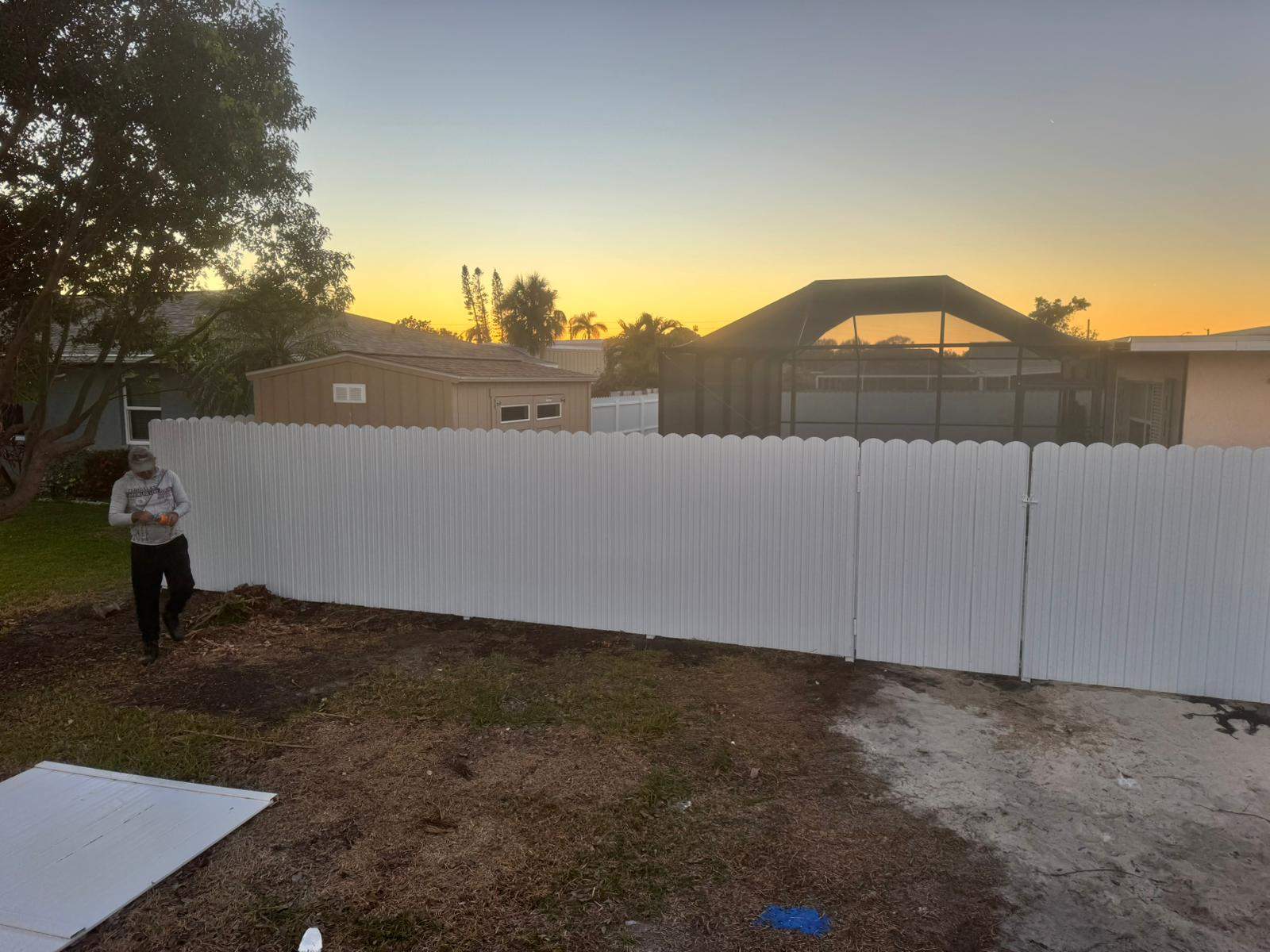 White Vinyl Privacy Fence Installation in Bradenton, Florida by True Fence LLC