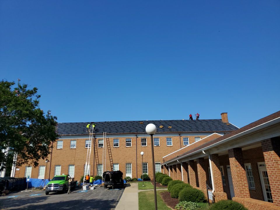 Roof replacement in Church by hail and wind damage by Just Brilliant Restoration JBR
