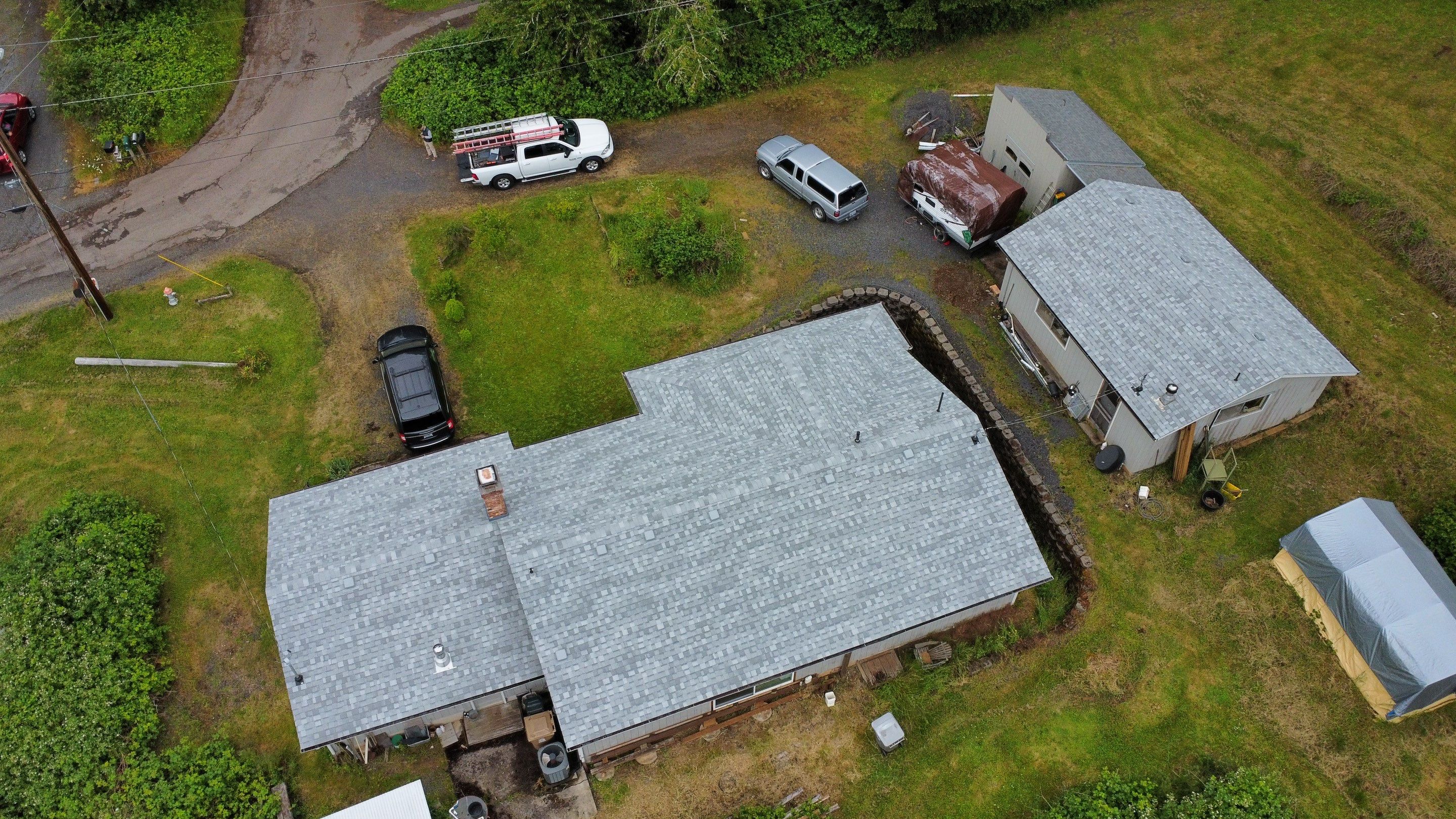 Residential Roofing Installation using IKO Dynasty (Color: Frostone Grey) by Orezona Building & Roofing Company, Inc.