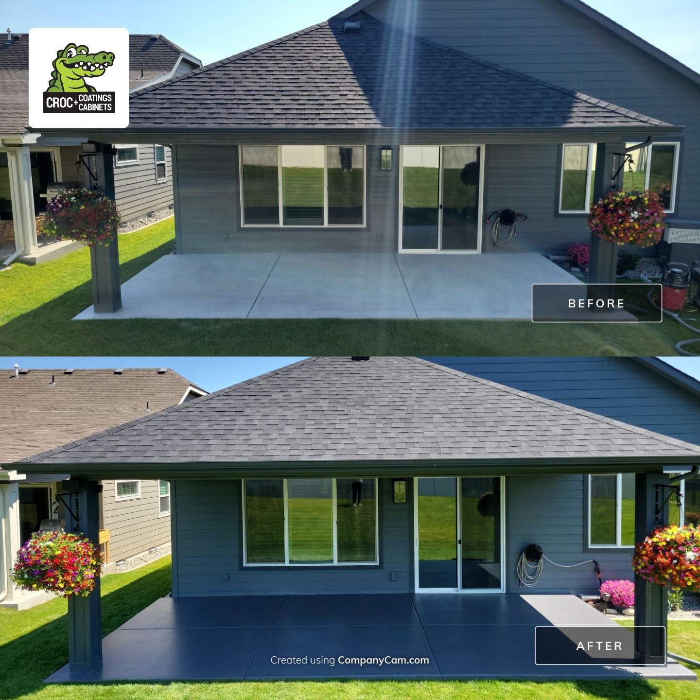 Patio Transformation using Battleship Hybrid by Croc Coatings, LLC