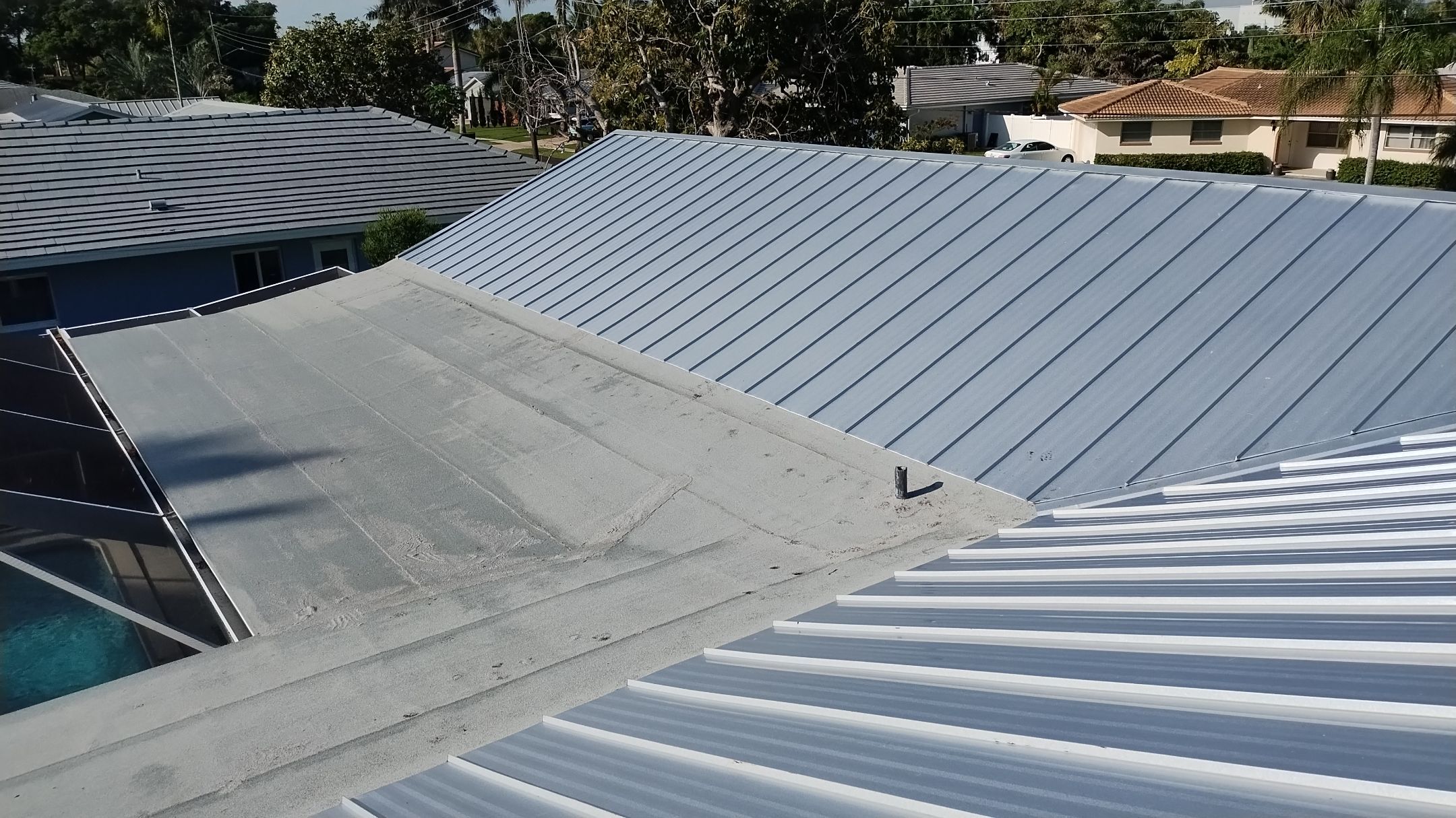 Residential Roofing Installation using 1" Nail strip metal roof by BLUES BROTHERS ROOFING