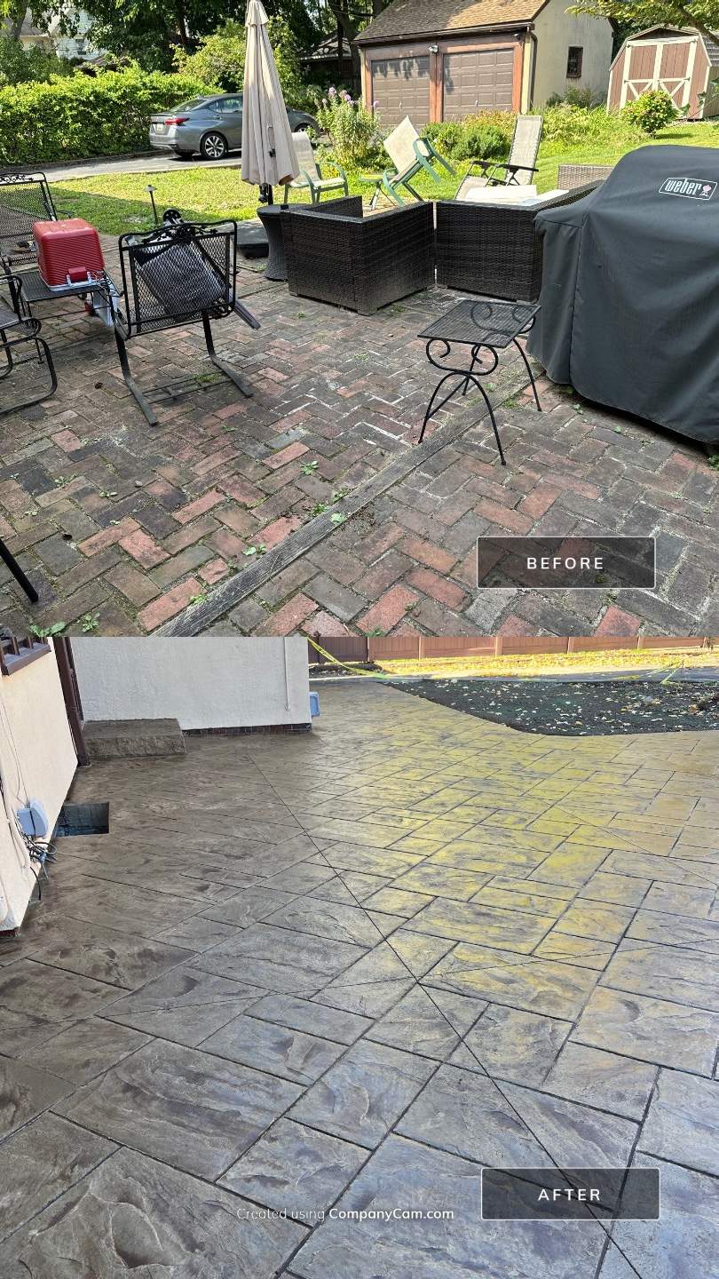 Majestic Ashlar stamped concrete patio  by NG Masonry & Construction LLC