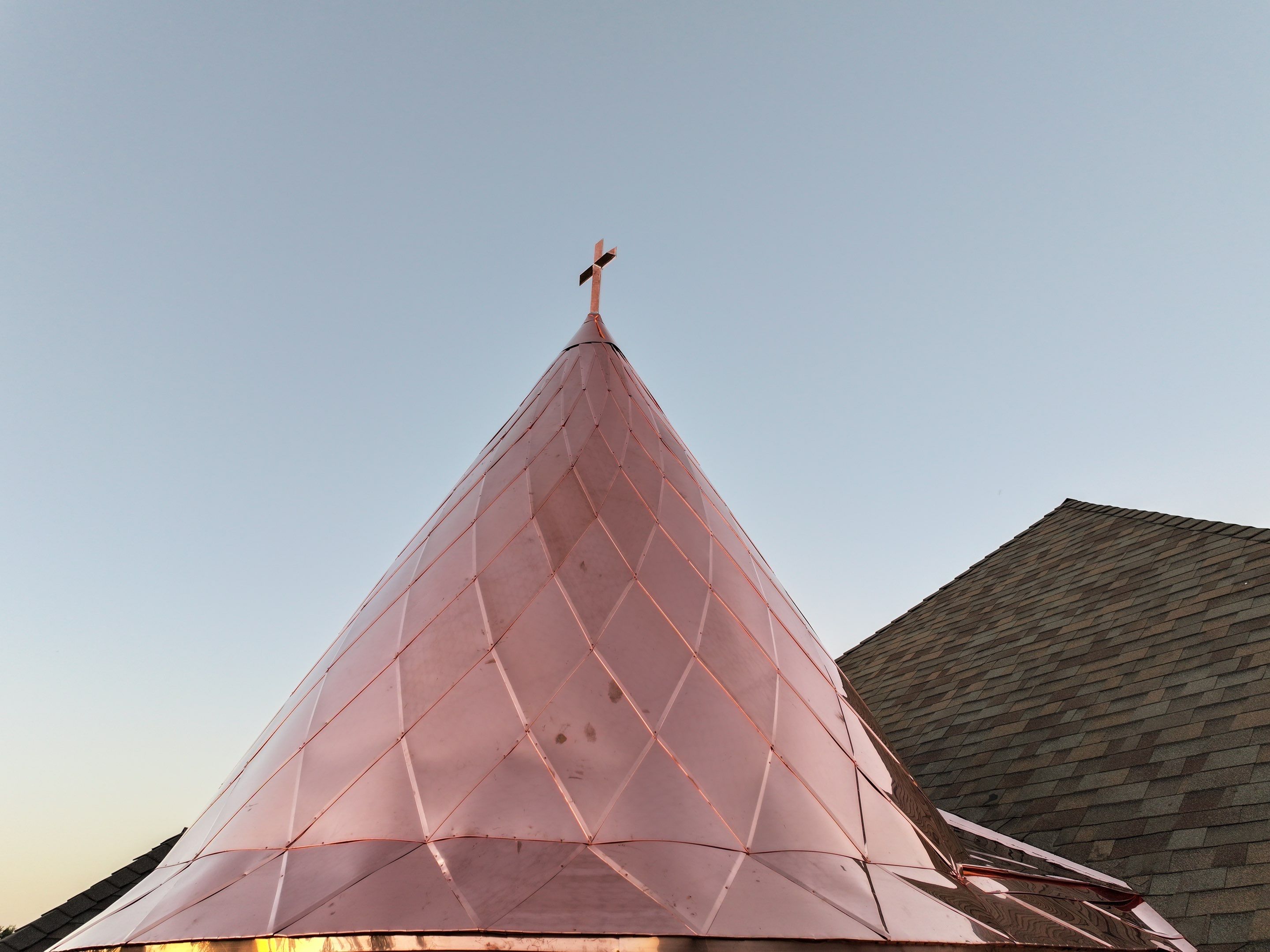 Installing Custom copper turret and Malarkey Vista Class 4 shingles Hail Damage Upgrade by Becker Roofing and Exteriors