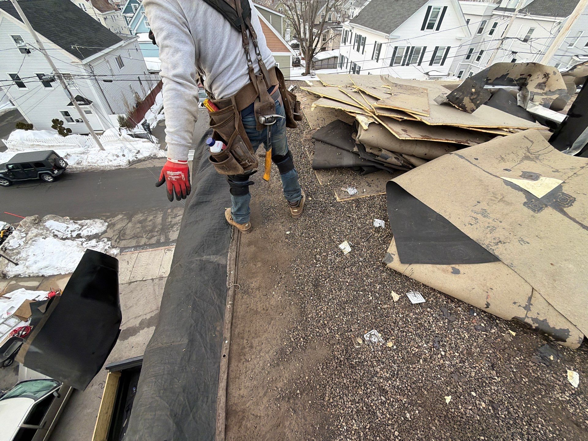 Gravel Roof Tear-Off & EPDM Rubber Roof Conversion in Haverhill, MA by JOHNNYS PRO