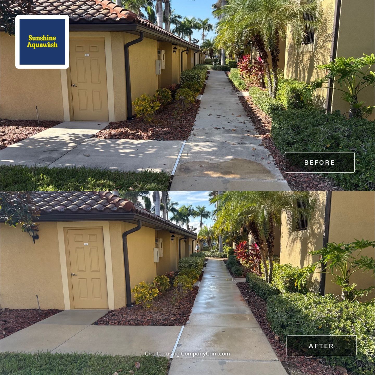HOA Condo Concrete Driveway & Sidewalk Cleaning – River Strand Community, Bradenton, FL by Sunshine AquaWash