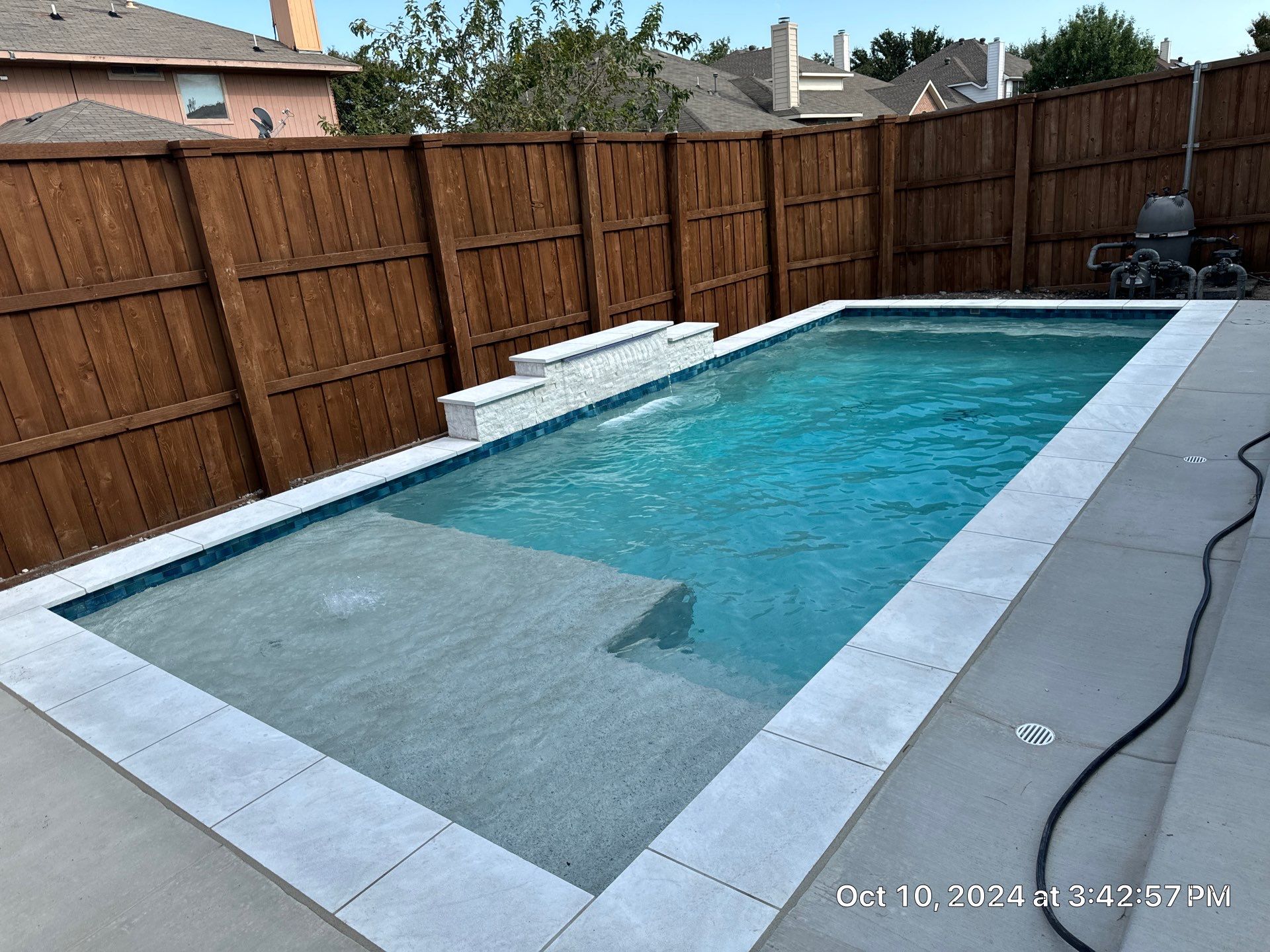 Modern Geometric Pool with Pergola by Pinnacle Pools and Spas - DFW