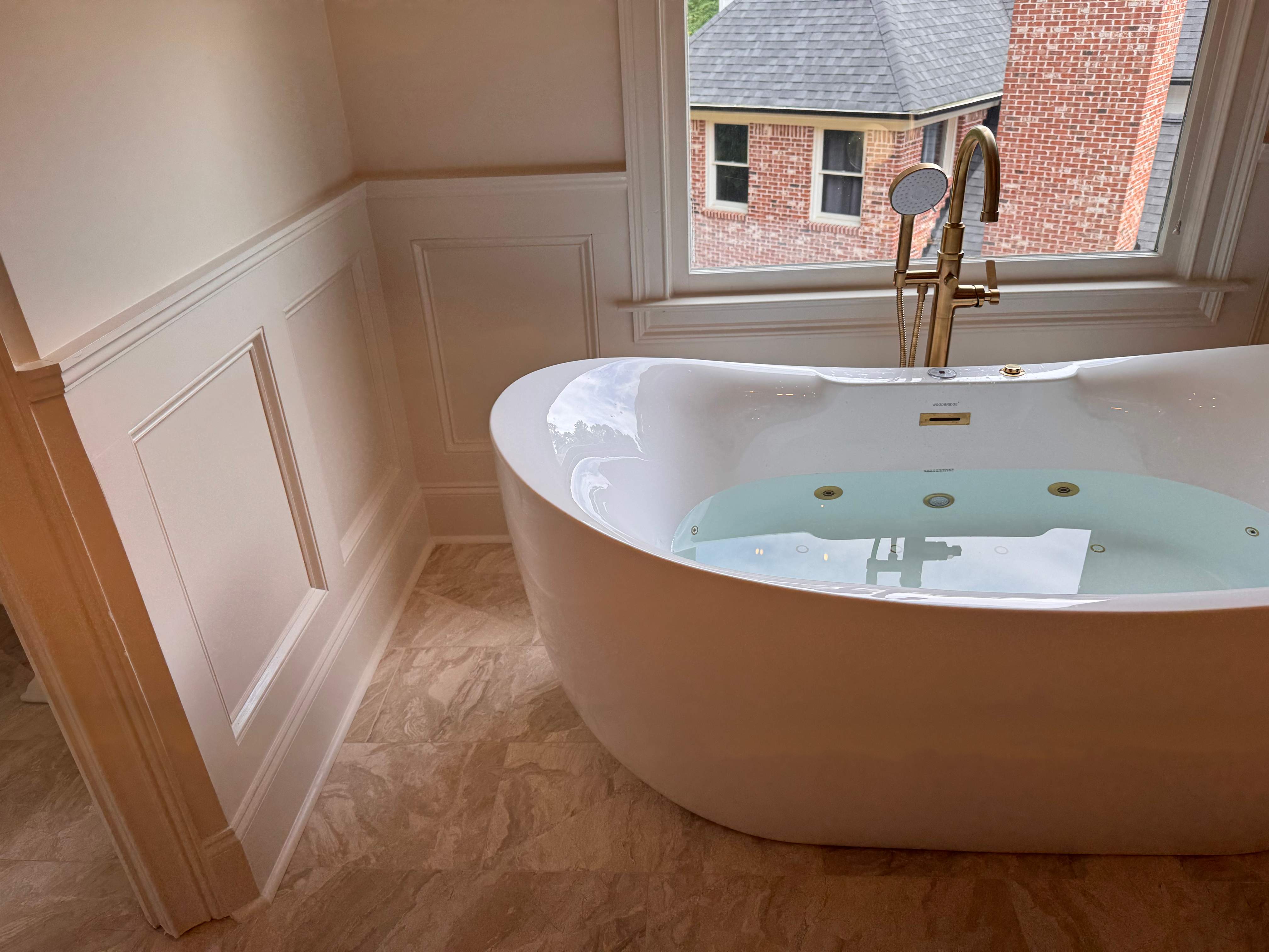 Master bathroom renovation using Free standing tub by Prudencio