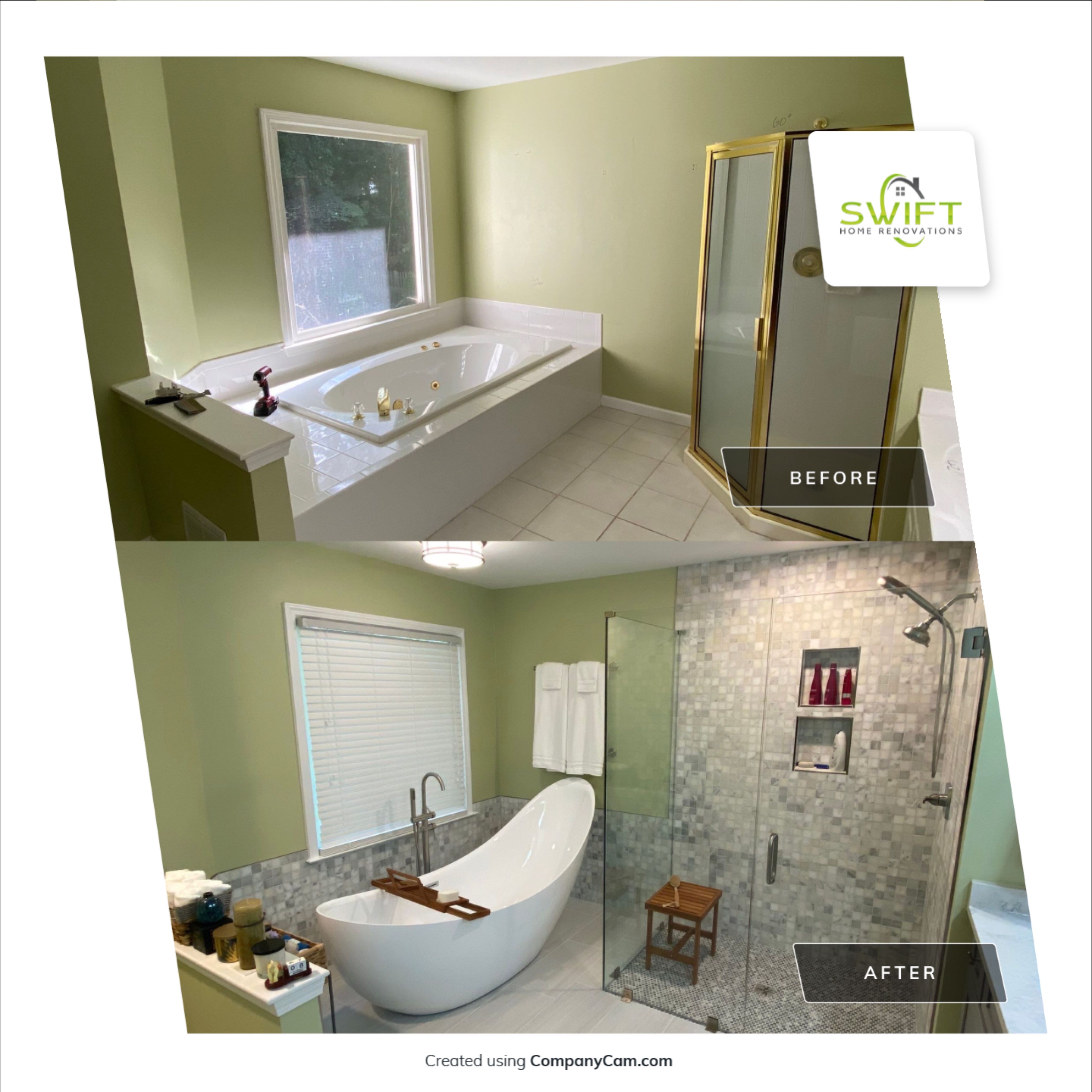 Master Bathroom Remodel with Freestanding Tub and Walk-In Shower in Kennesaw by Swift Home Renovations