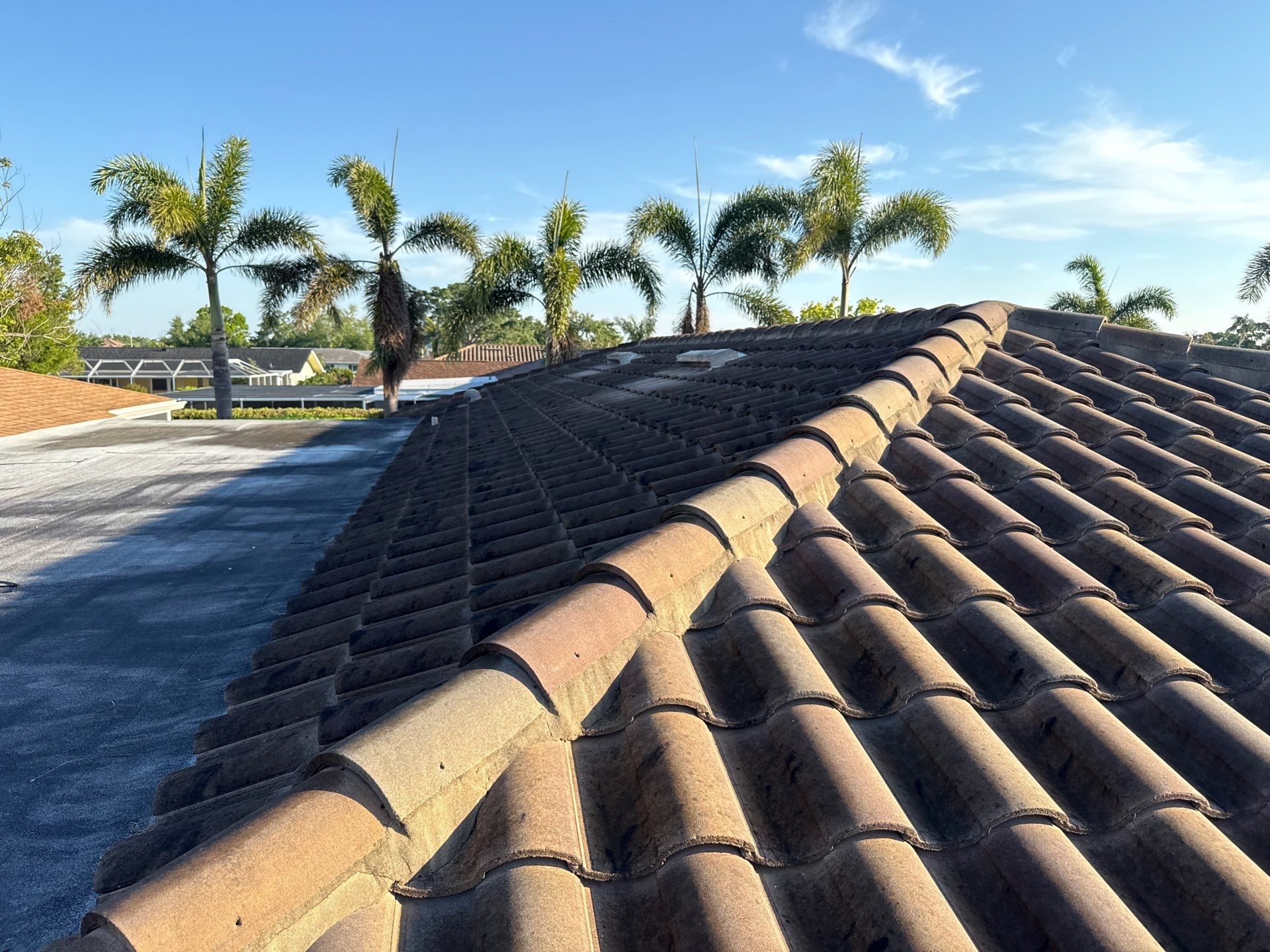 Concrete Tile Roof Cleaning in Village Green – Bradenton, FL | No Walking on Tiles! by Sunshine AquaWash