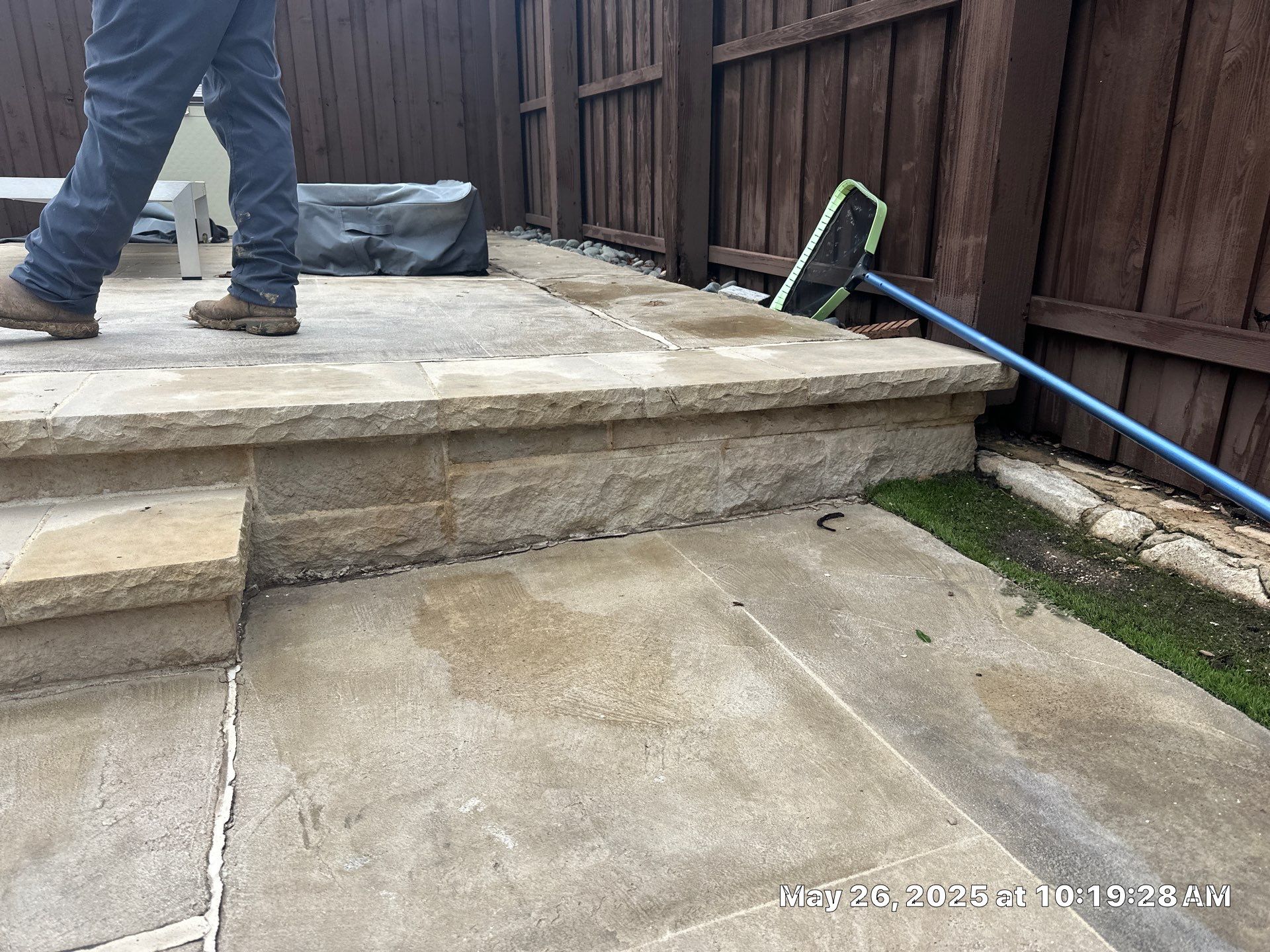 Geometric Pool with Raised Stone Waterfall Wall by Pinnacle Pools and Spas - DFW