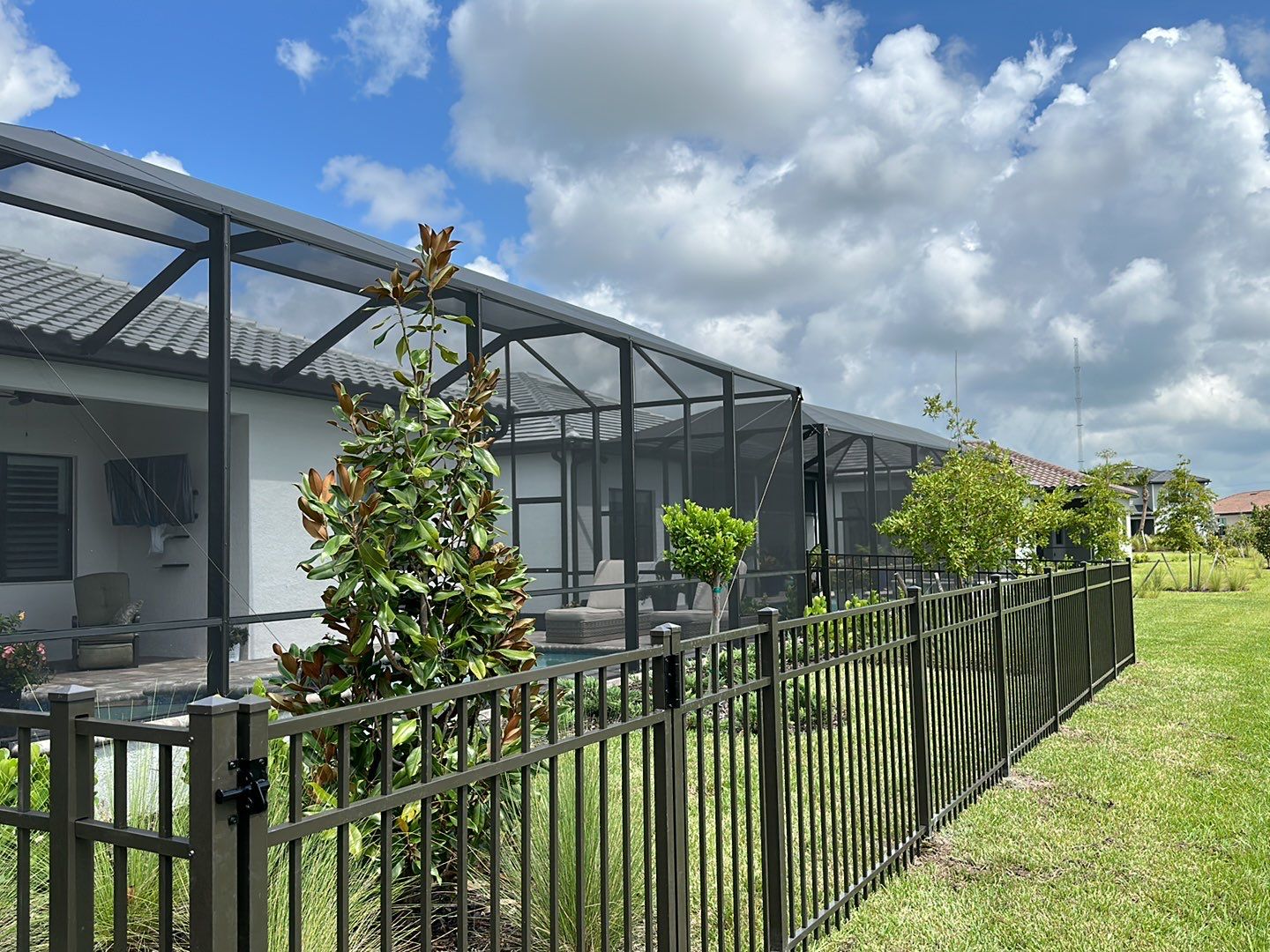 Aluminum Fence Installation using Bronze 3 Rail Aluminum Fence by Asap fence and gates, LLC