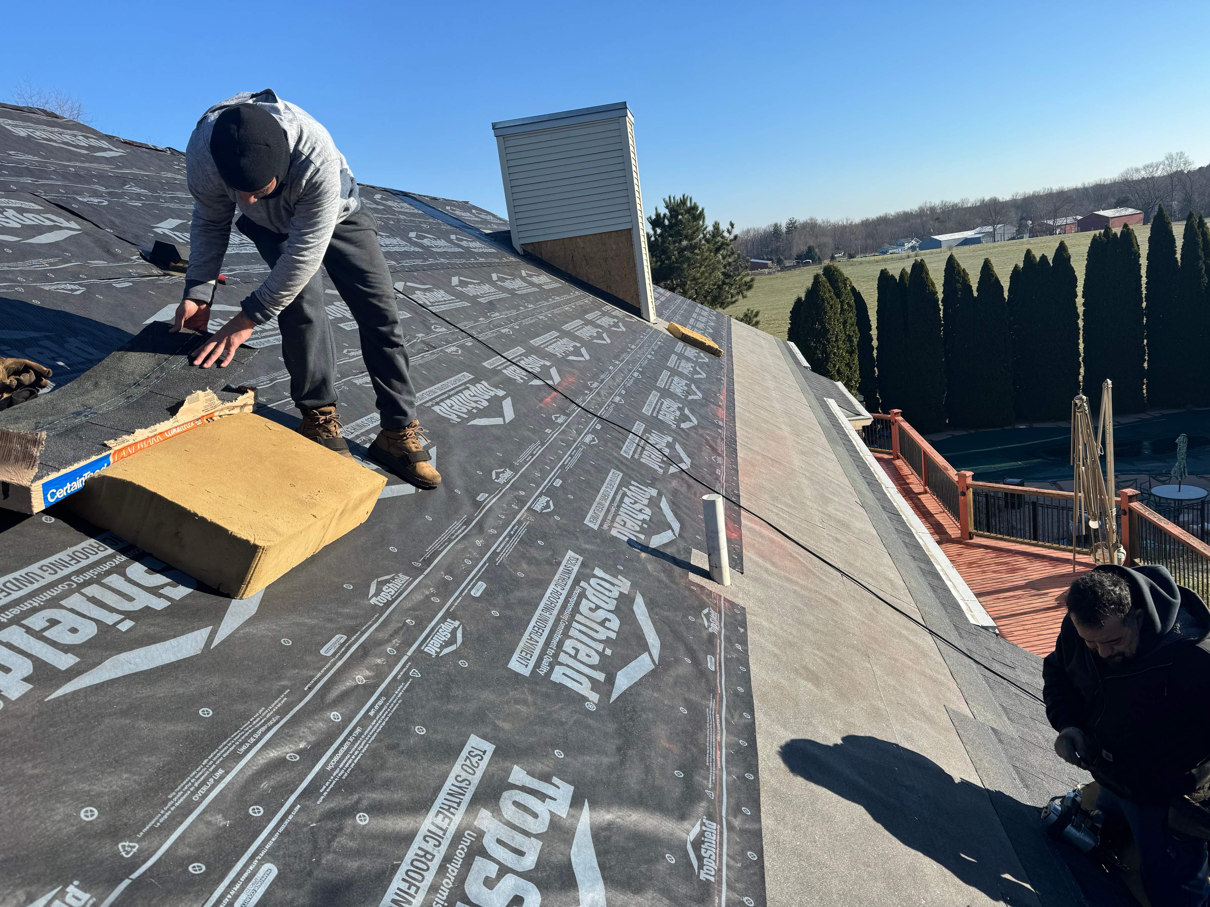 Residential Roofing Installation using Certainteed Landmark ClimateFlex by GRACCO