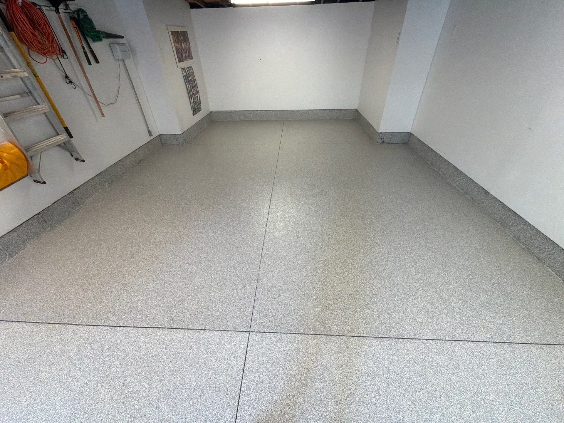 Custom Rocky Ridge Flake Epoxy Floor Installation in Spring Lake by Gordon Painting