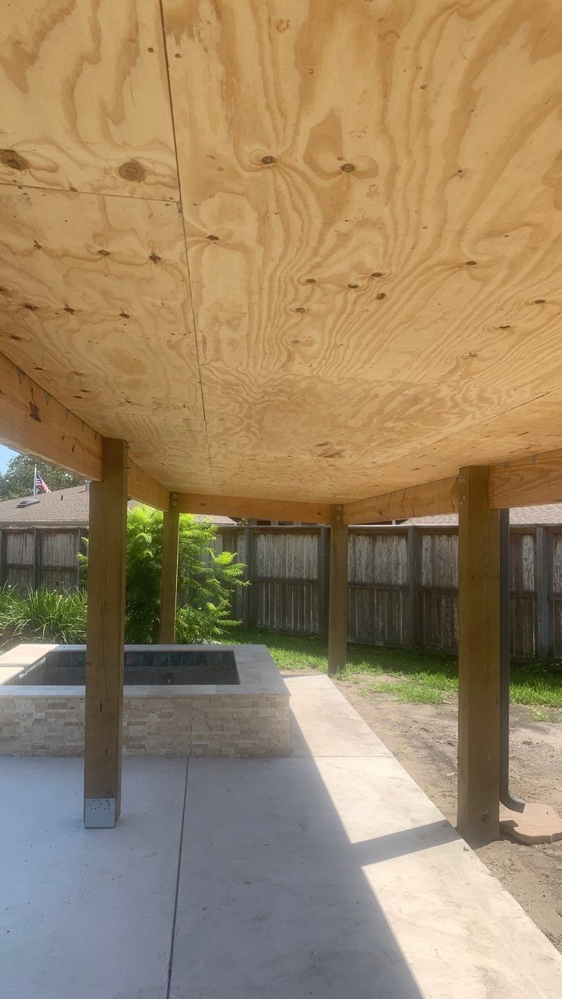 Beautiful pool side build by Bayfront Roofing and Construction