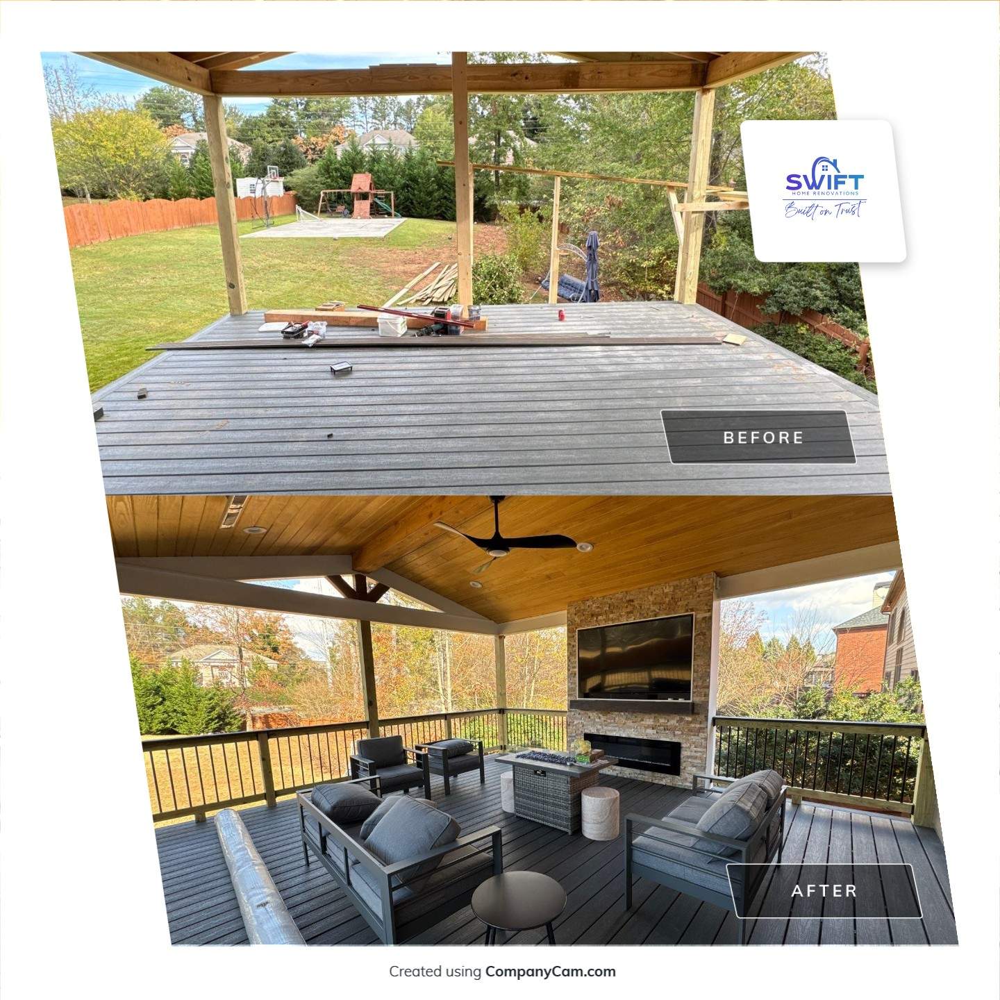 Custom Composite Deck and Covered Gabled Porch in Marietta by Swift Home Renovations
