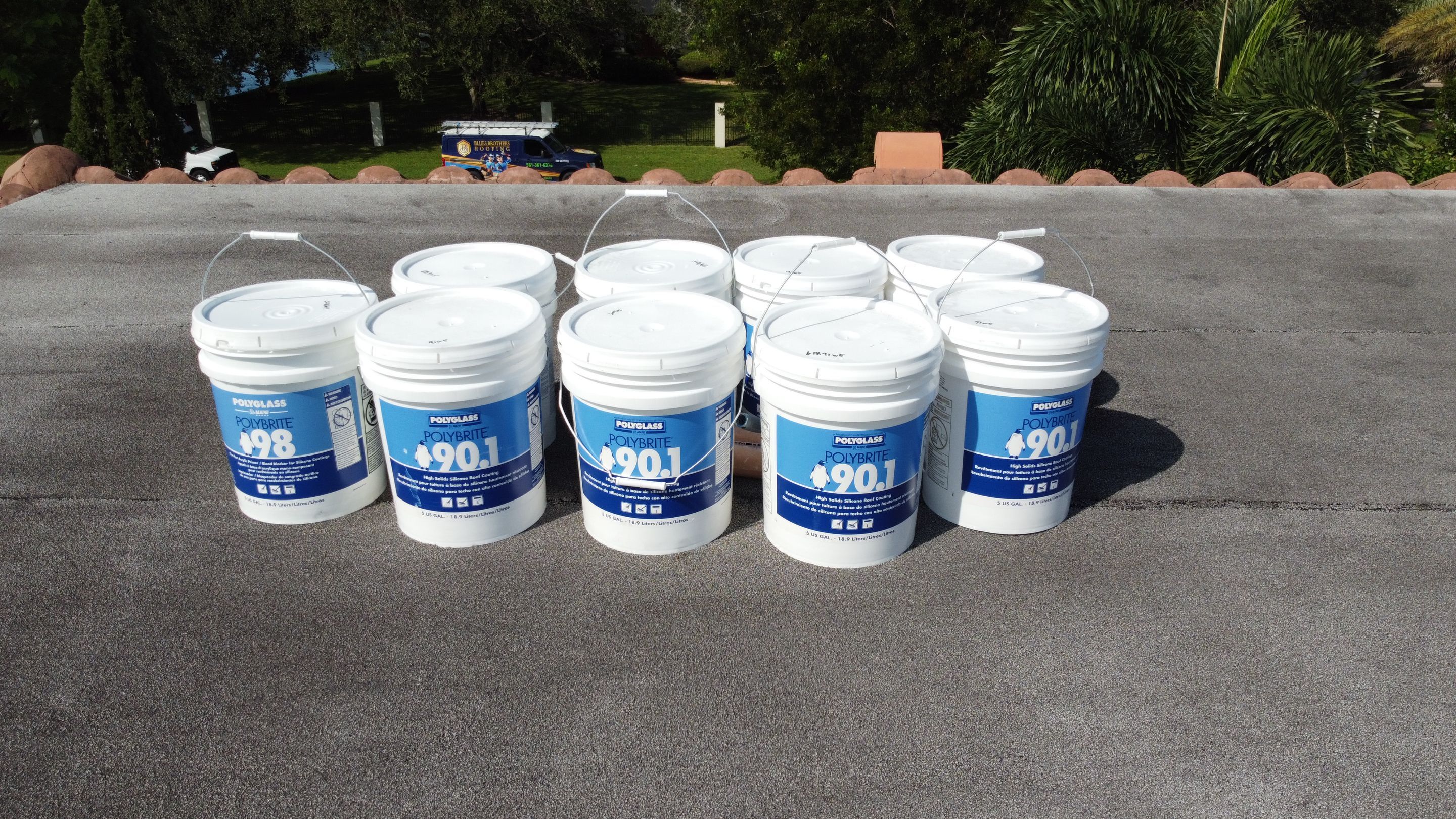 Residential Roofing Installation using Polybrite 90.1 silicone coating by BLUES BROTHERS CONSTRUCTION CORP