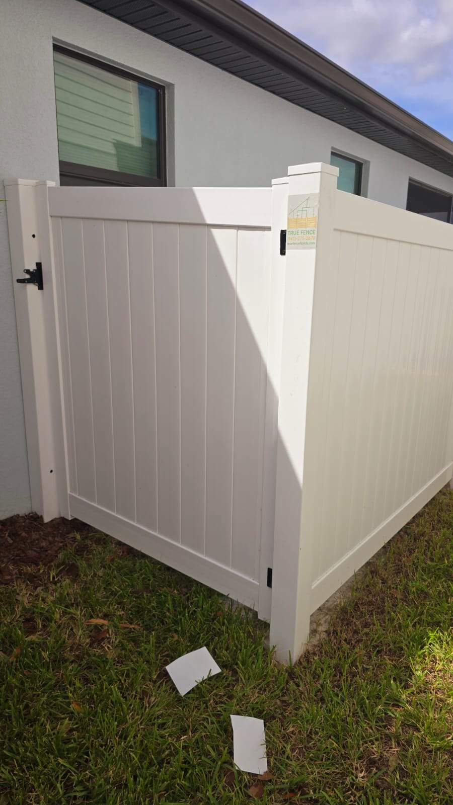 White Vinyl Privacy Fence Installation for North Port Residential Property by True Fence LLC
