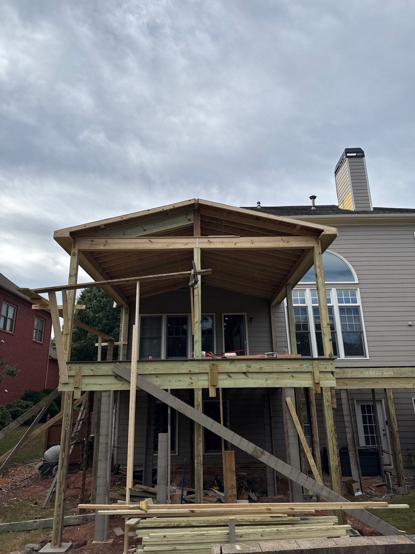 Custom Composite Deck and Covered Gabled Porch in Marietta by Swift Home Renovations