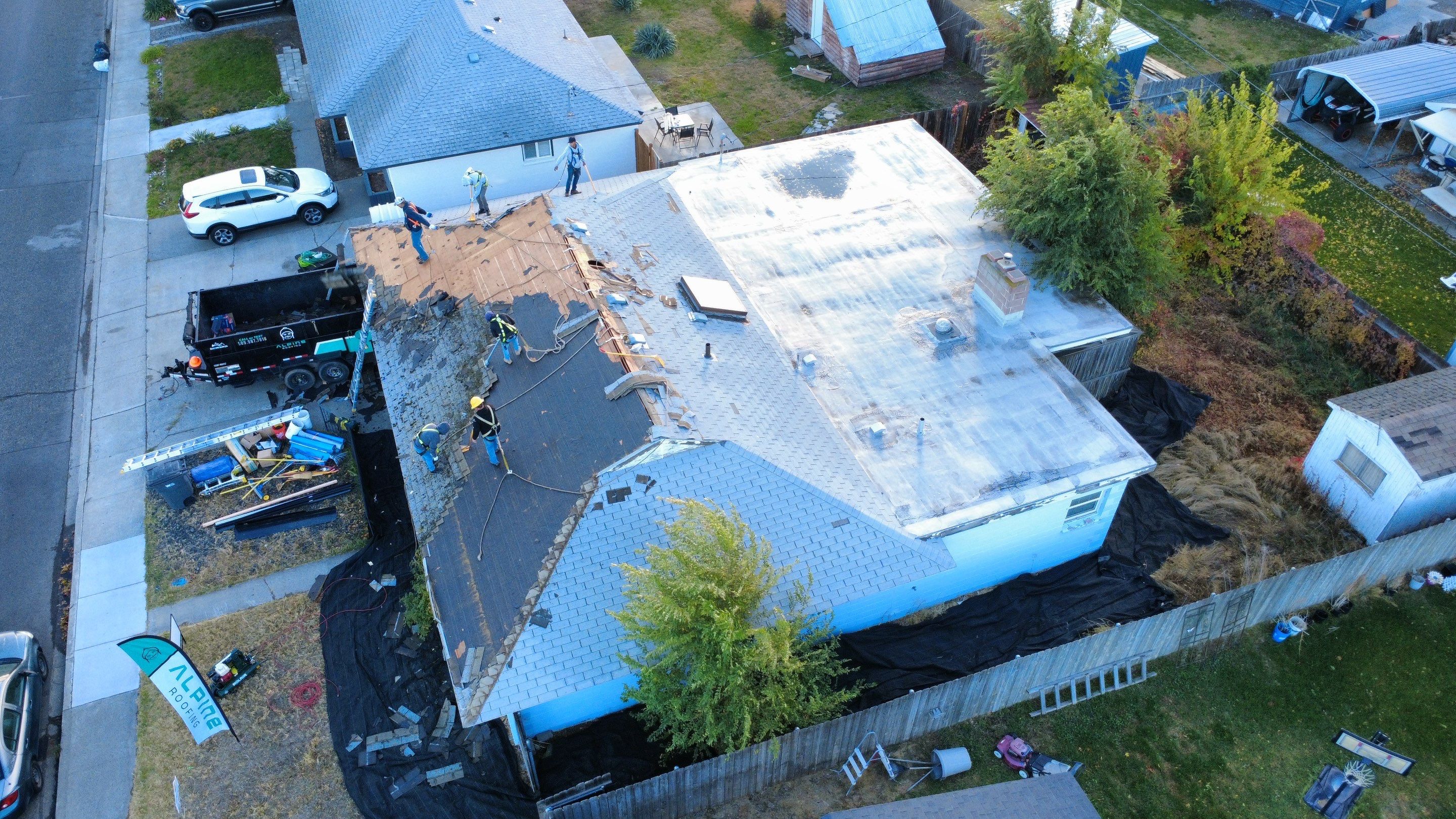 Residential Shingle and Flat Roof Replacement with Fascia Restoration in Kennewick by Alpine Roofing