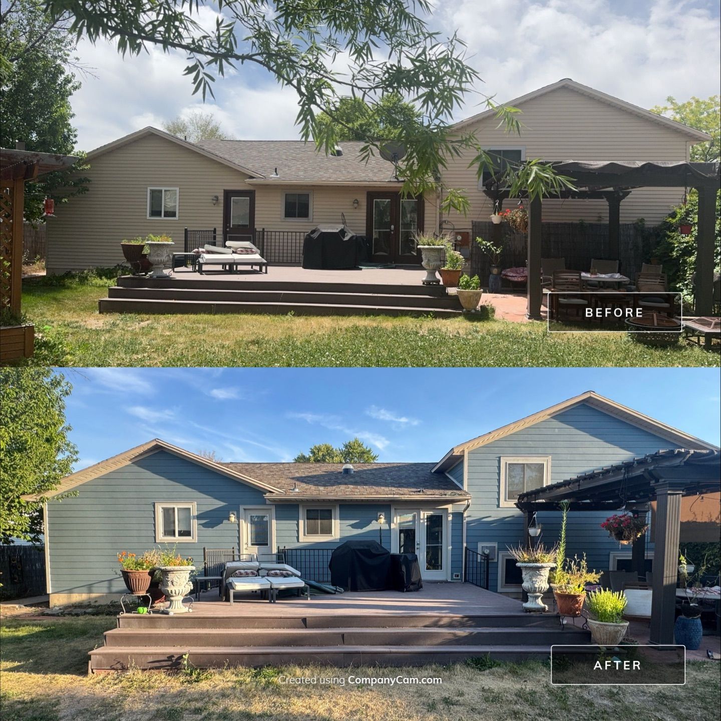 West Jordan | Hardie Lap Siding w/ Brick Accent | Boothbay Blue & Cobble Stone by Ideal Siding Utah