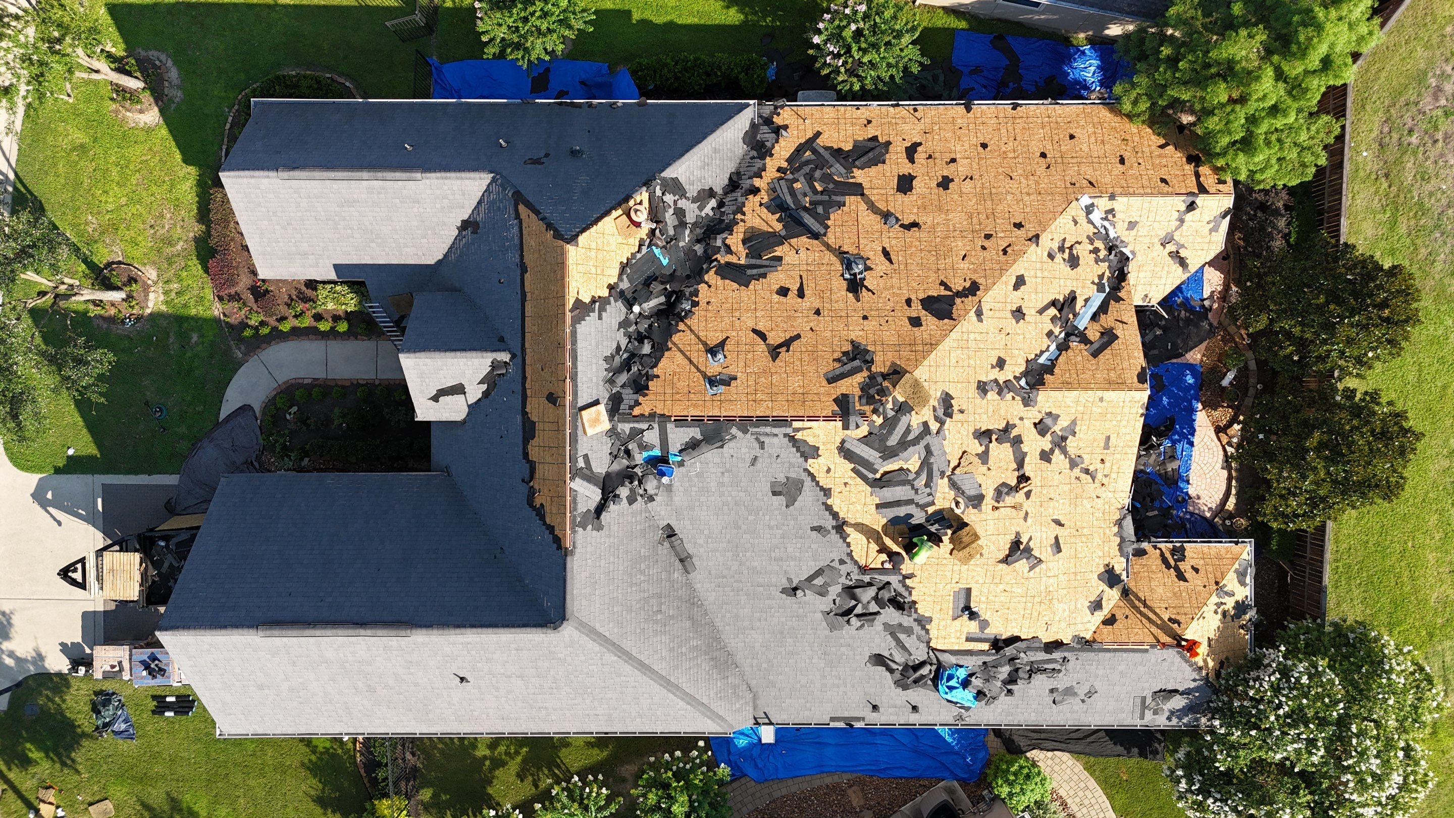 Residential Roofing Installation using Certainteed Landmark after last year's tornado in Cypress by Core Four Roofing