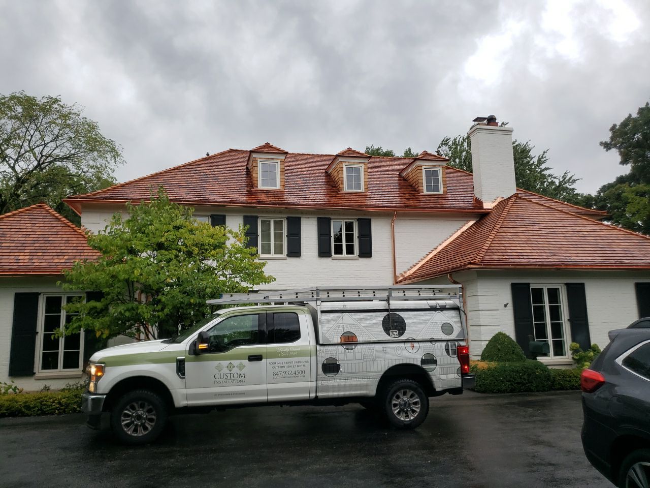 Cedar Shake Roof Replacement with Half Round Copper Gutter Installation  by Custom Installations, Inc.
