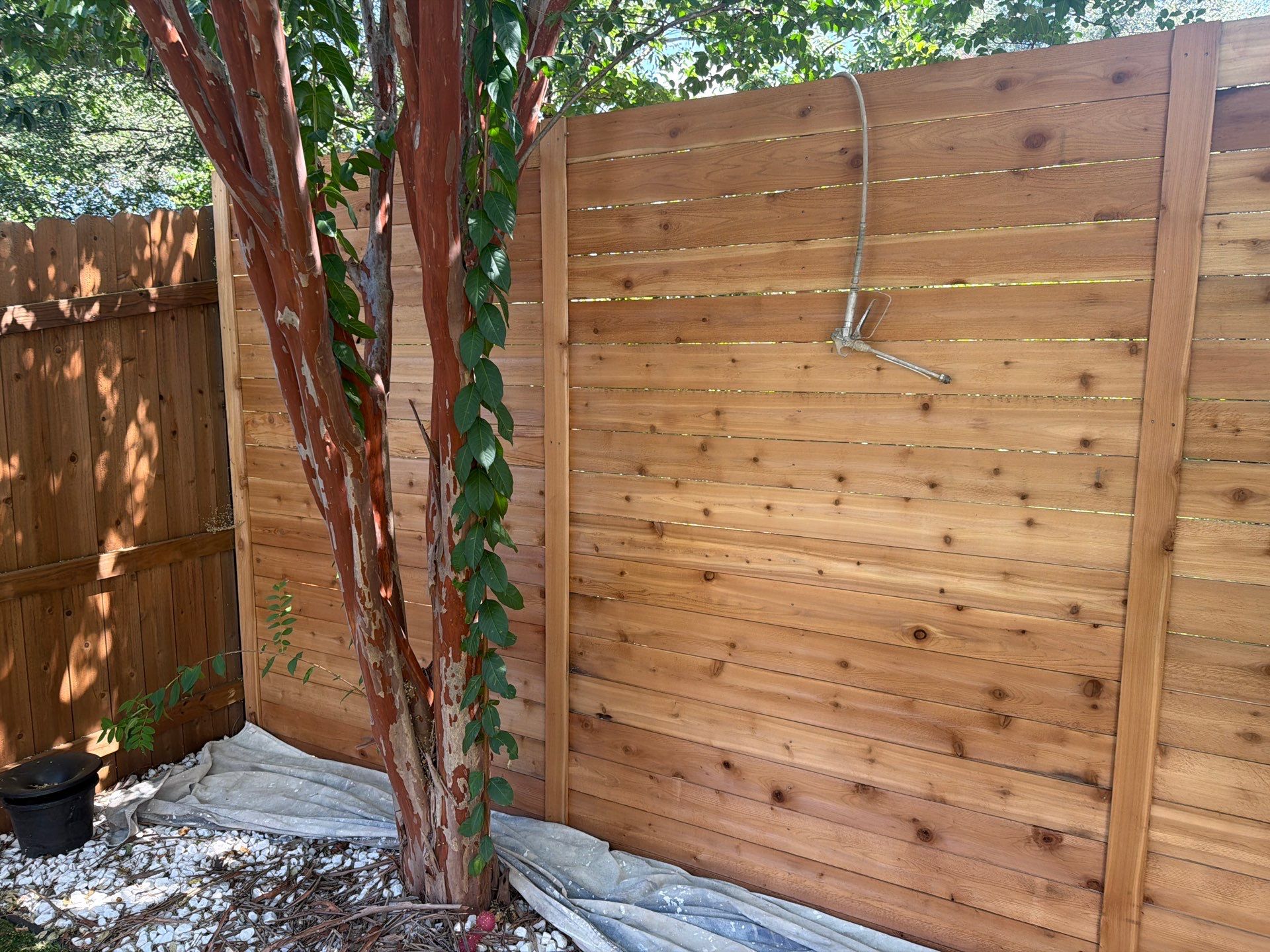 Custom Horizontal Cedar Privacy Fence and Gate Installation in Austin by Rhino Home Care
