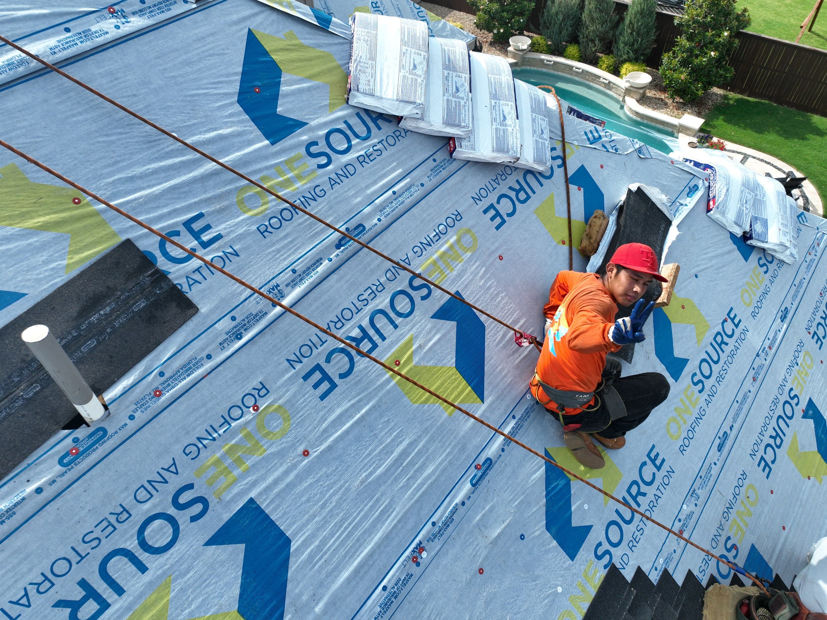 Residential Roofing Installation using GAF Timberline HDZ Charcoal by OneSource Roofing and Restoration
