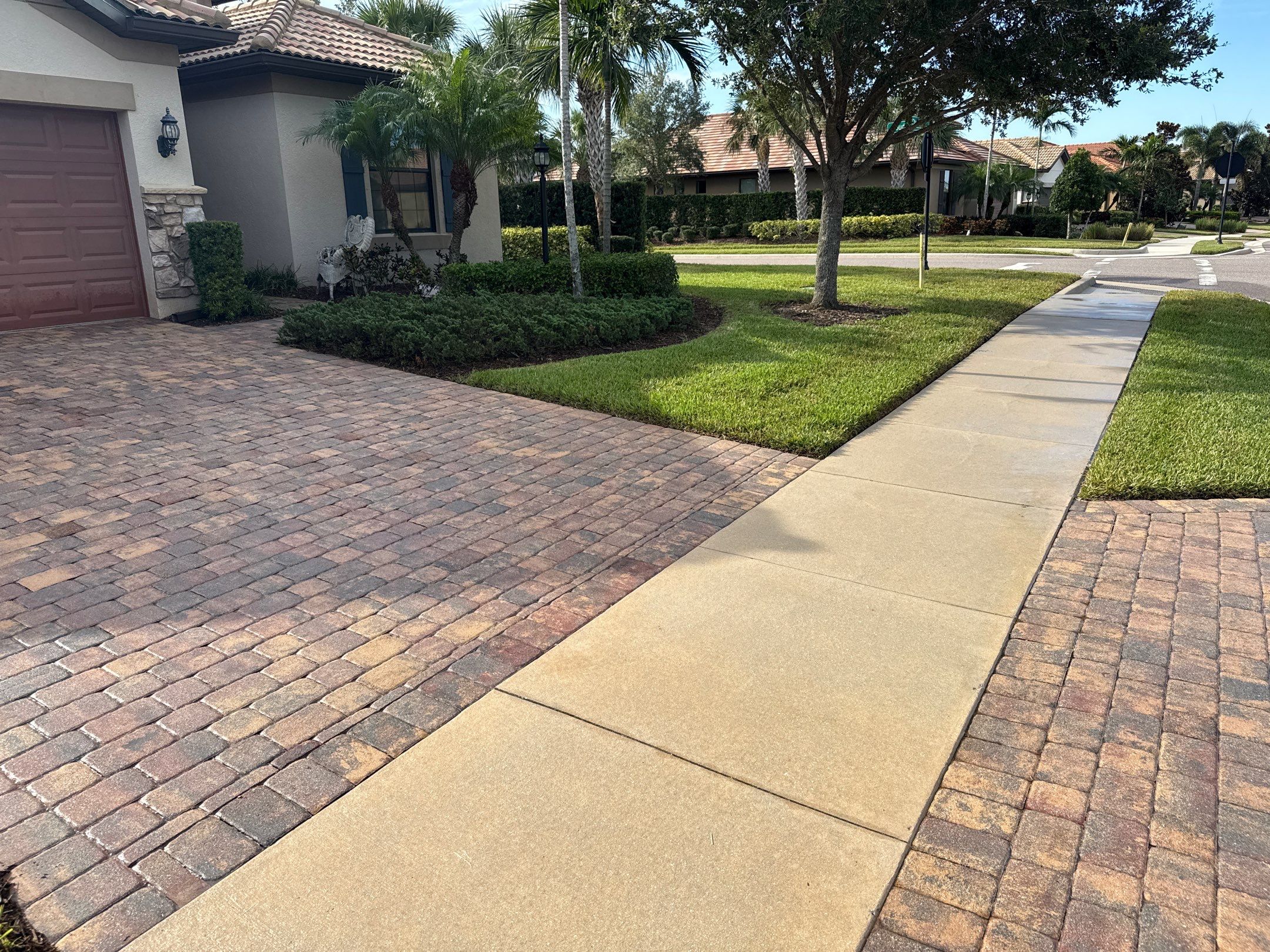 Paver Driveway & Sidewalk Cleaning – Del Webb Community, Lakewood Ranch, FL by Sunshine AquaWash