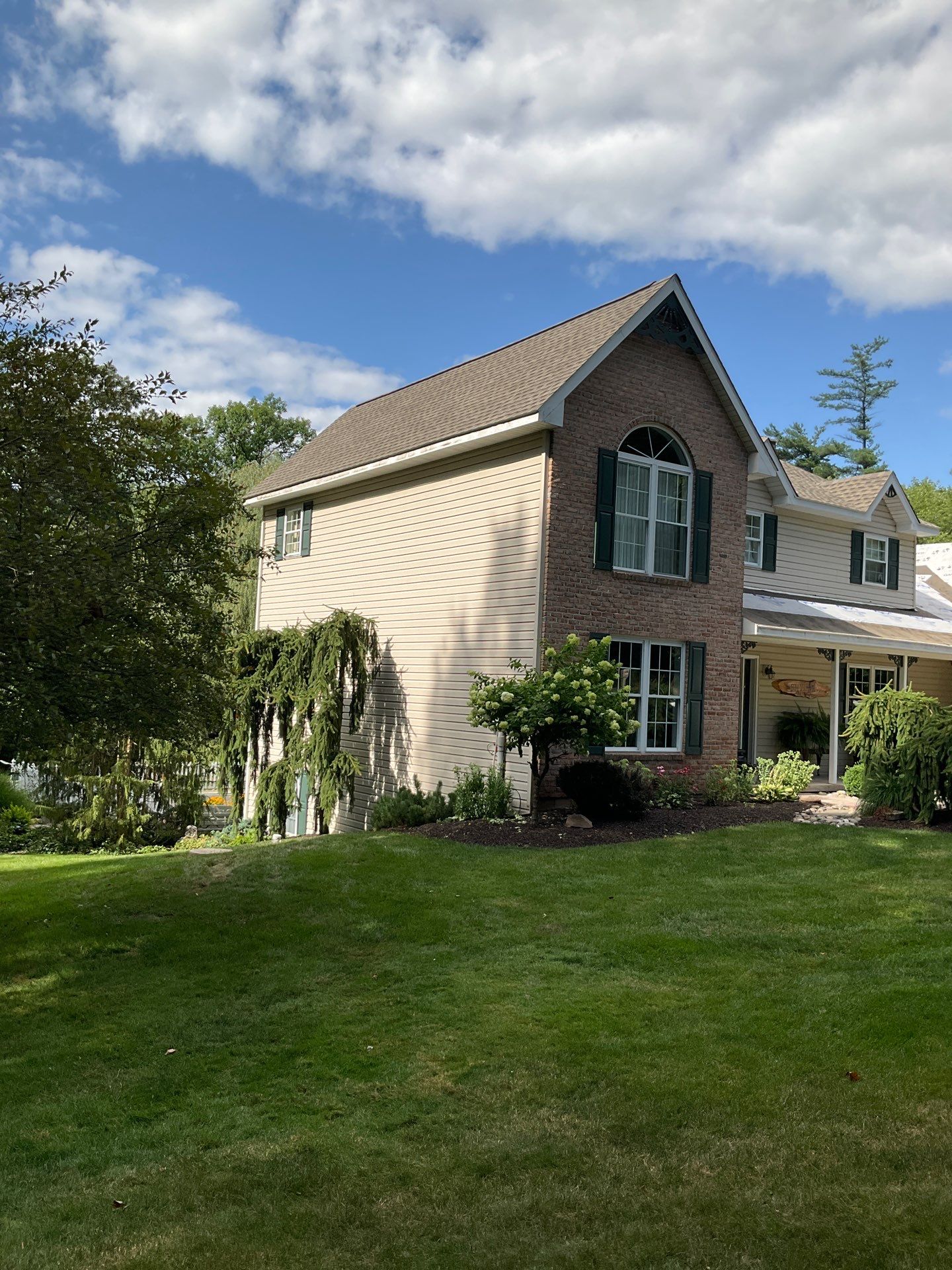 GAF Timberline Ultra HDZ Roof Replacement with Seamless Gutters by Esh Builders