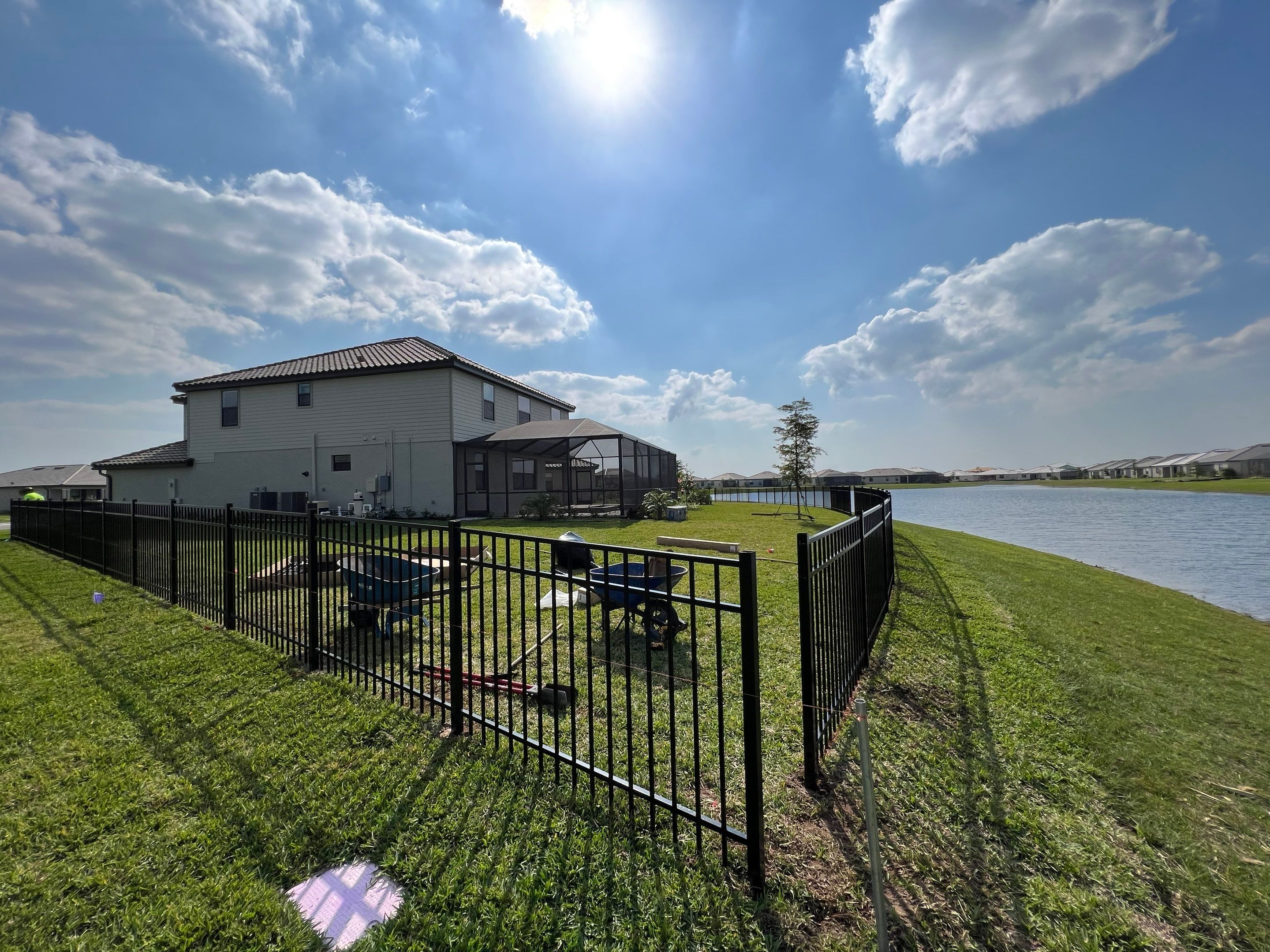 Aluminum Fence Installation using Black 3 Rail Aluminum Fence by Asap fence and gates, LLC