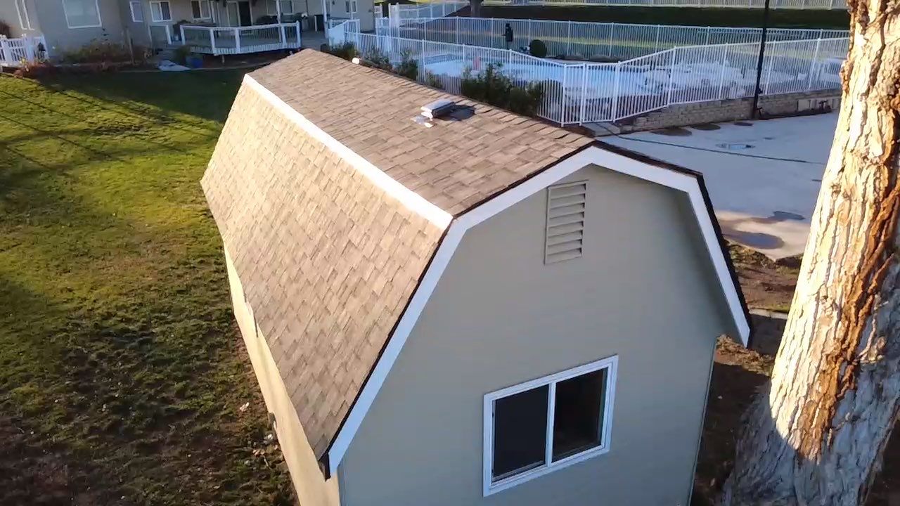 Asphalt Shingle Roof Replacement for Richland Gambrel Storage Shed by Alpine Roofing