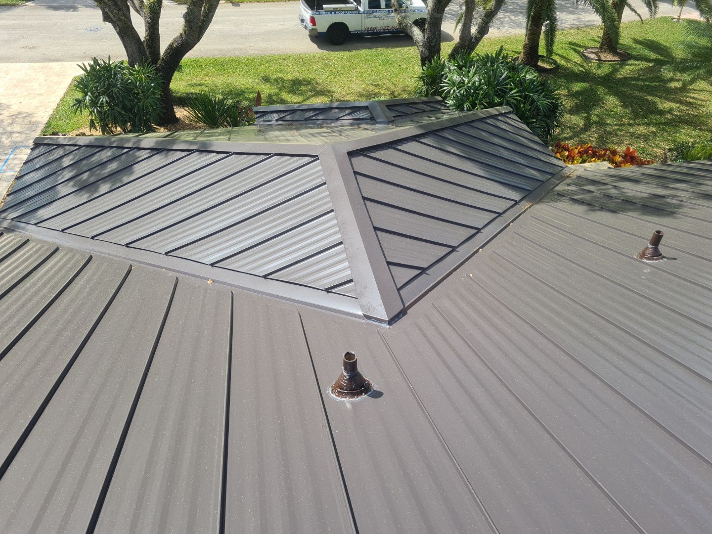 Residential Roofing Installation using 1" Nail strip metal roof by BLUES BROTHERS ROOFING