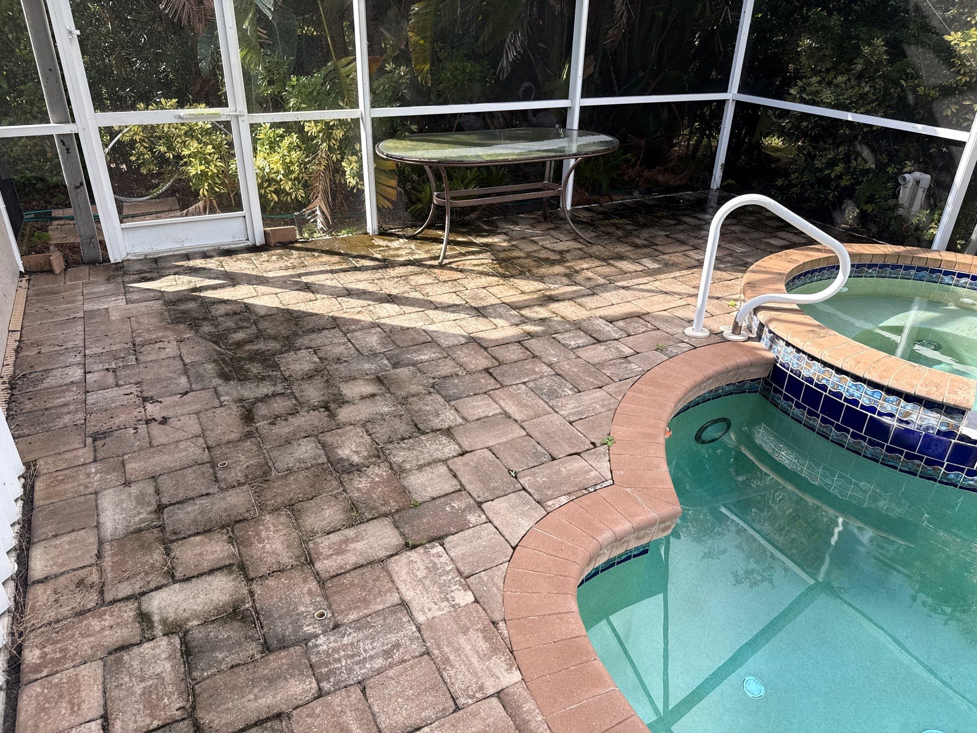 Paver Pool Deck & Screen Enclosure Transformation | University Park, Sarasota FL by Sunshine AquaWash