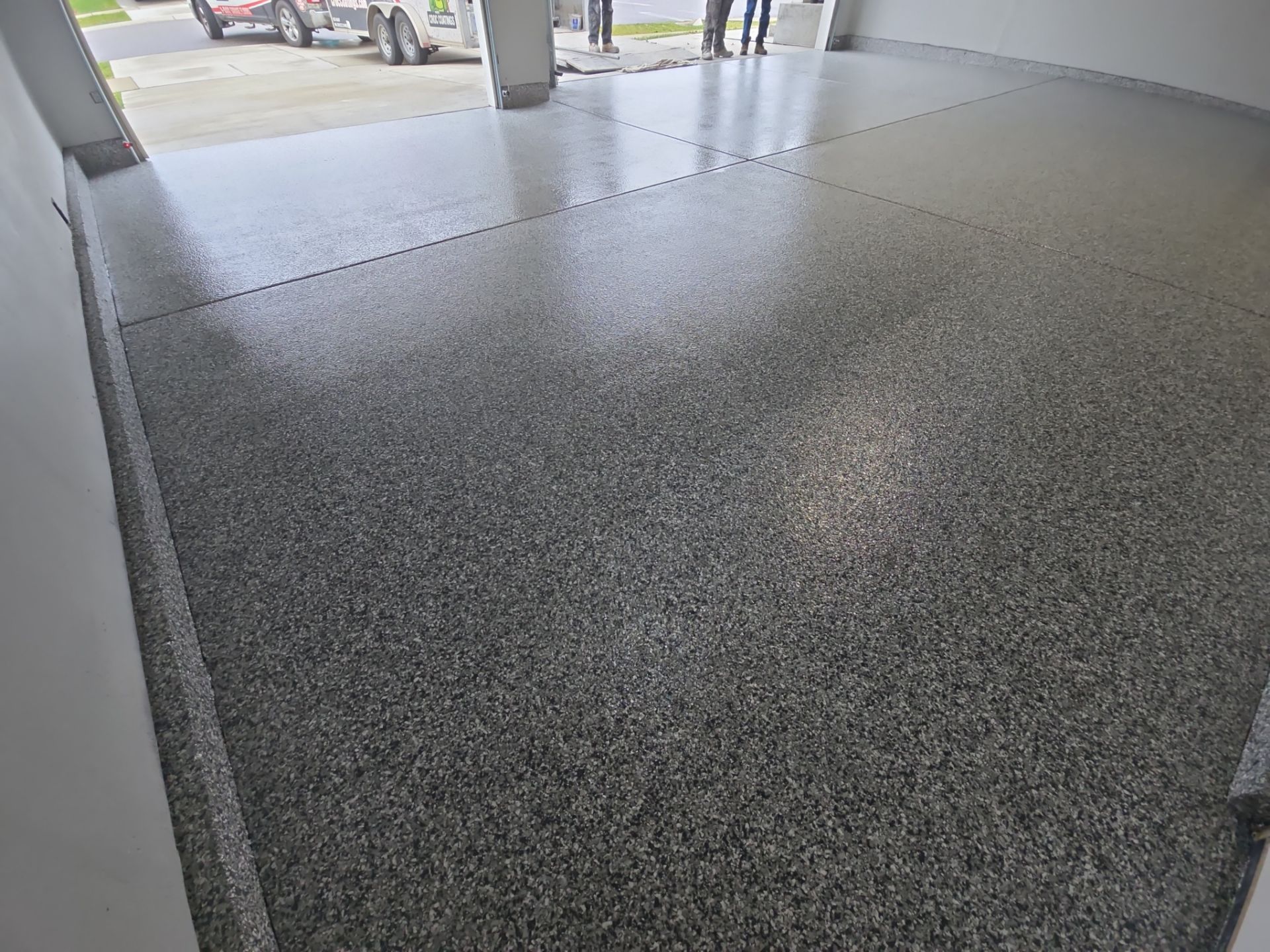 Garage Transformation using Slate Stone by Croc Coatings, LLC