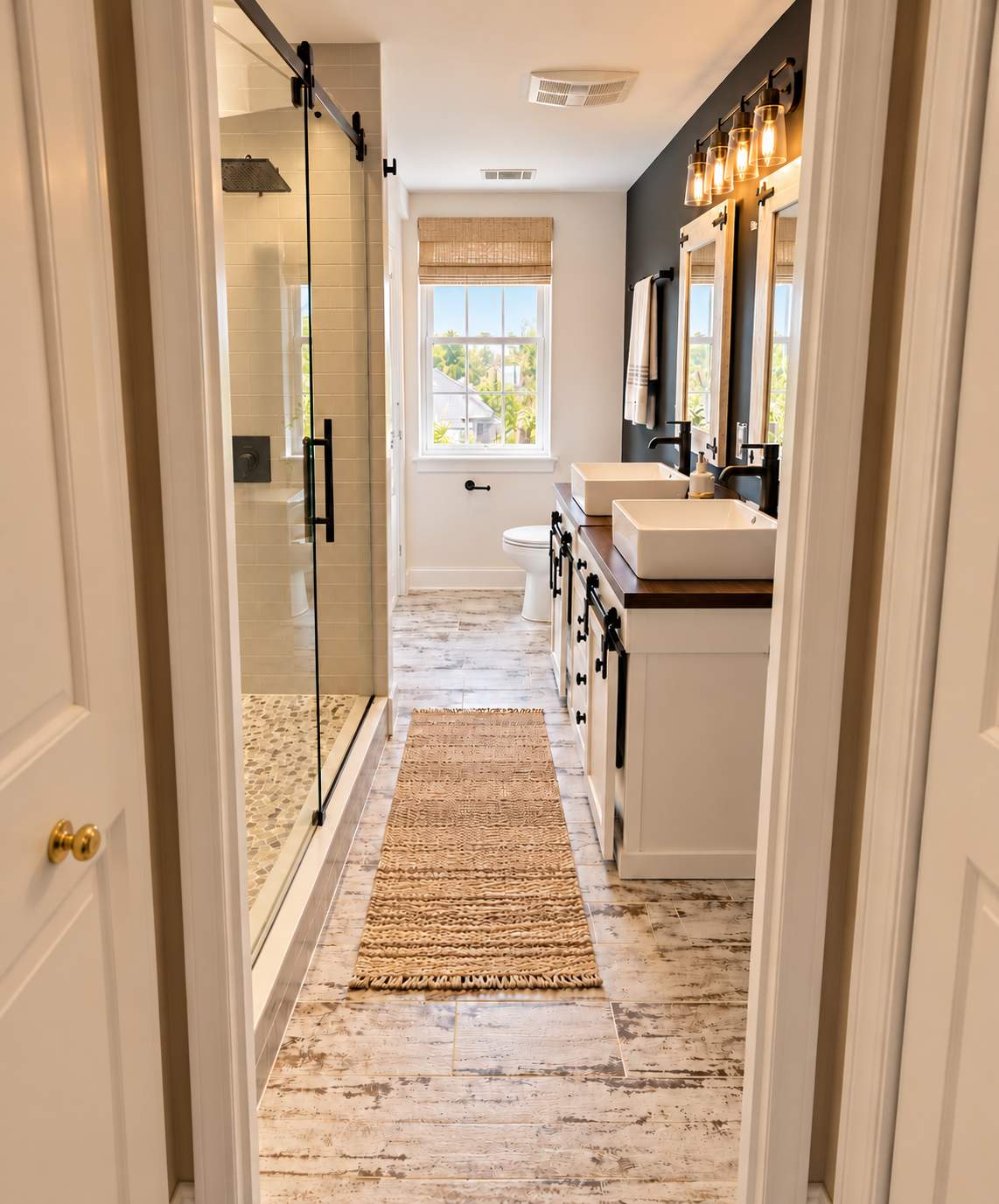 Modern Farmhouse Bathroom Remodel with Custom Walk-In Shower & Soaking Tub by Remodel Now