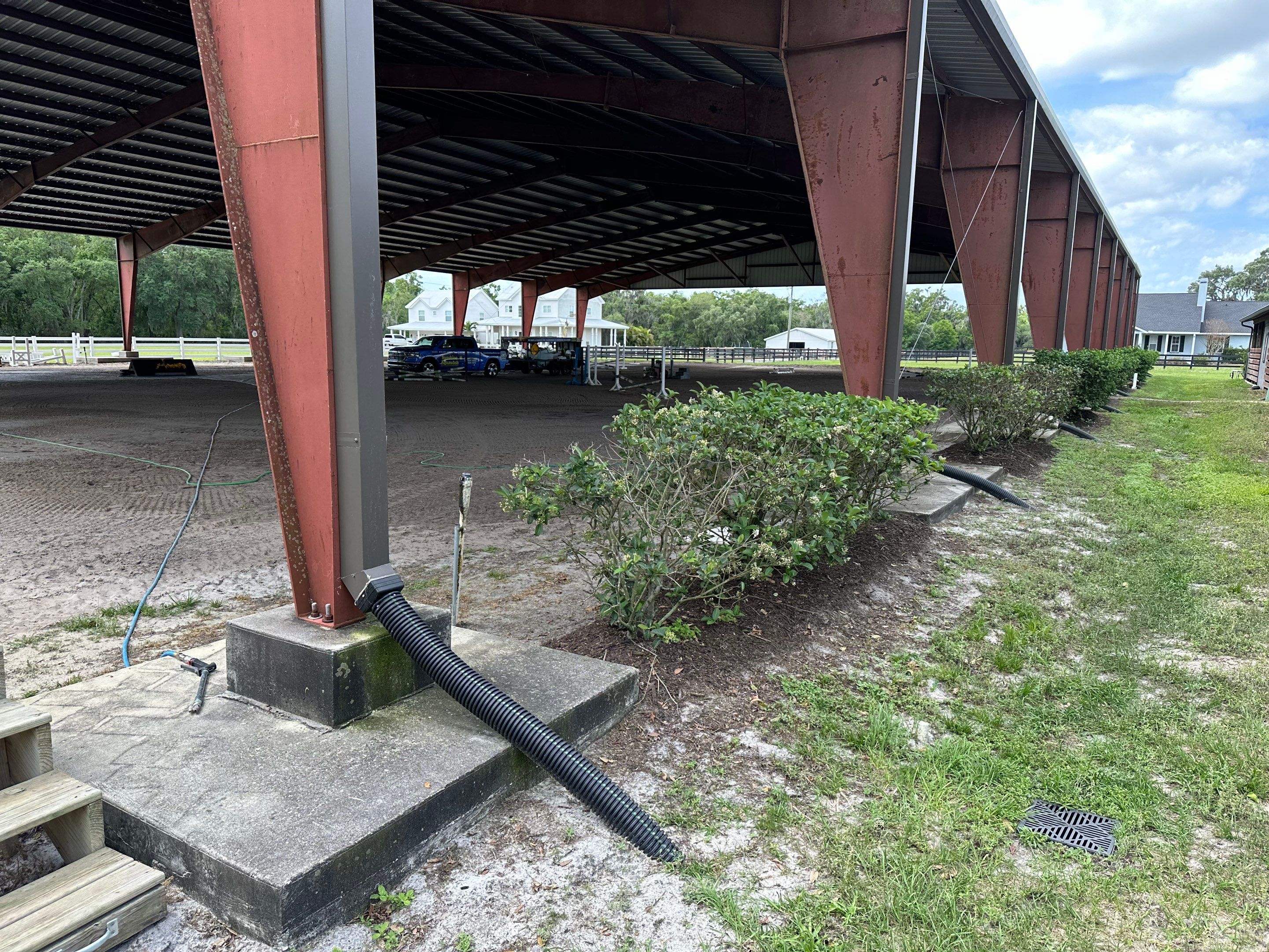 Vinyl Horse Fence & Concrete Pier Cleaning at Lesley Cox Equestrian, Parrish, FL | Sunshine AquaWash by Sunshine AquaWash