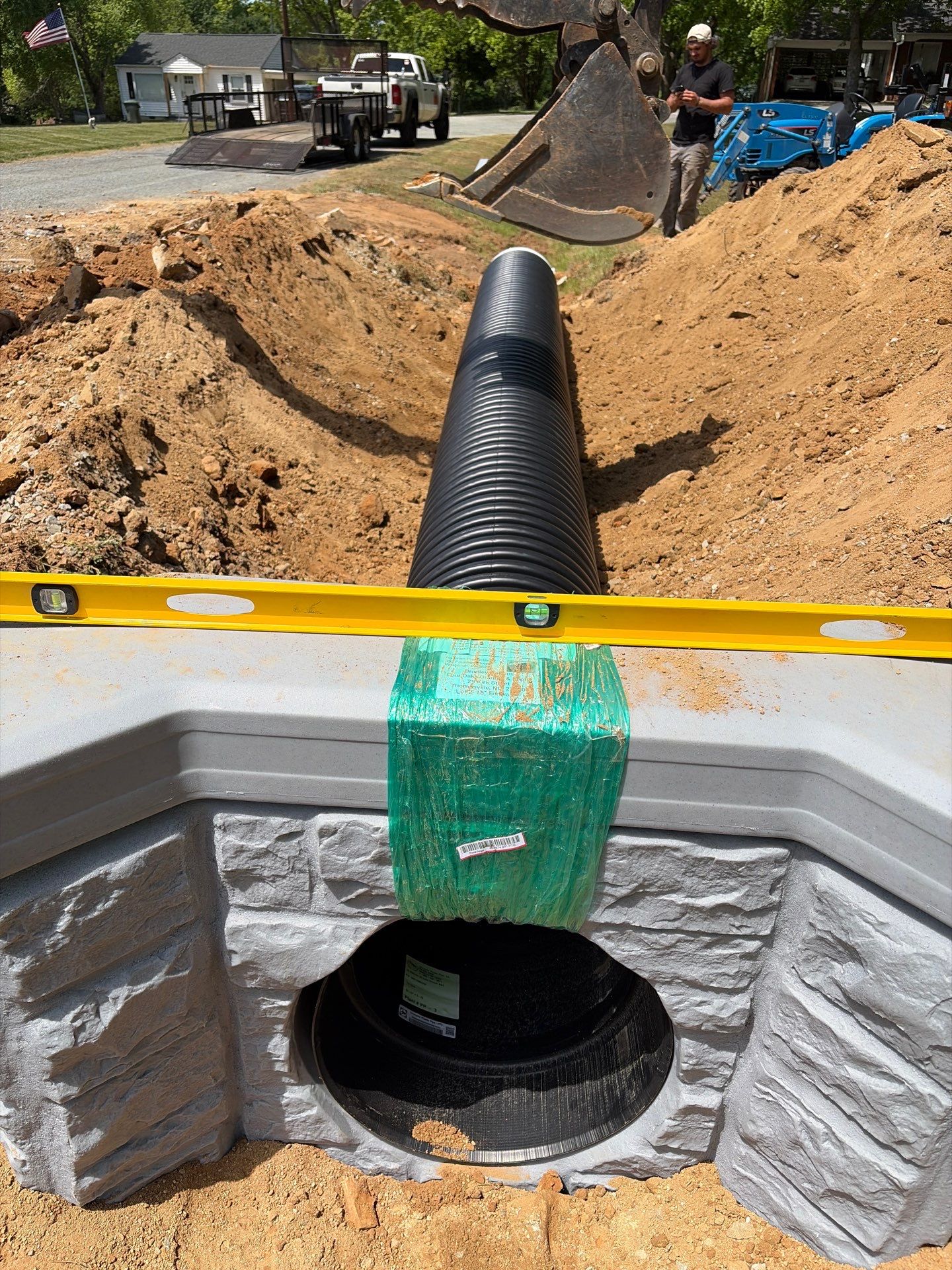 Drainage and Culvert Headwall Installation in Thomasville by Four Oaks Grading and Septic, LLC