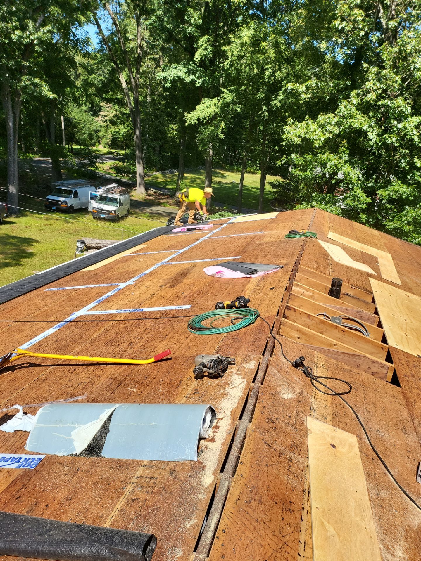 Commercial Roofing Installation using Owens Corning TruDefinition Duration AR - Harbor Blue by A Plus Exterior