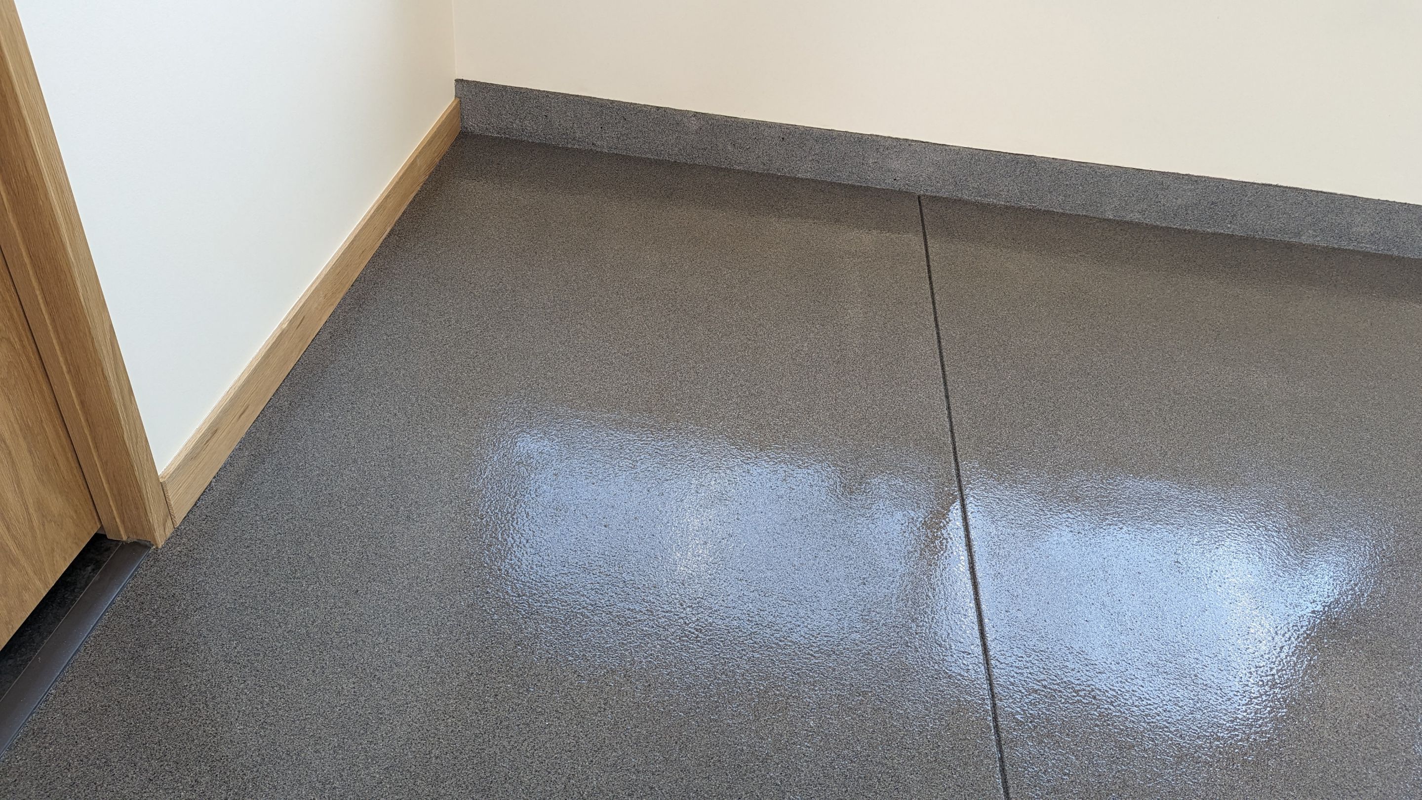 Garage Transformation using Slate Hybrid 1/16" Flake by Croc Coatings, LLC