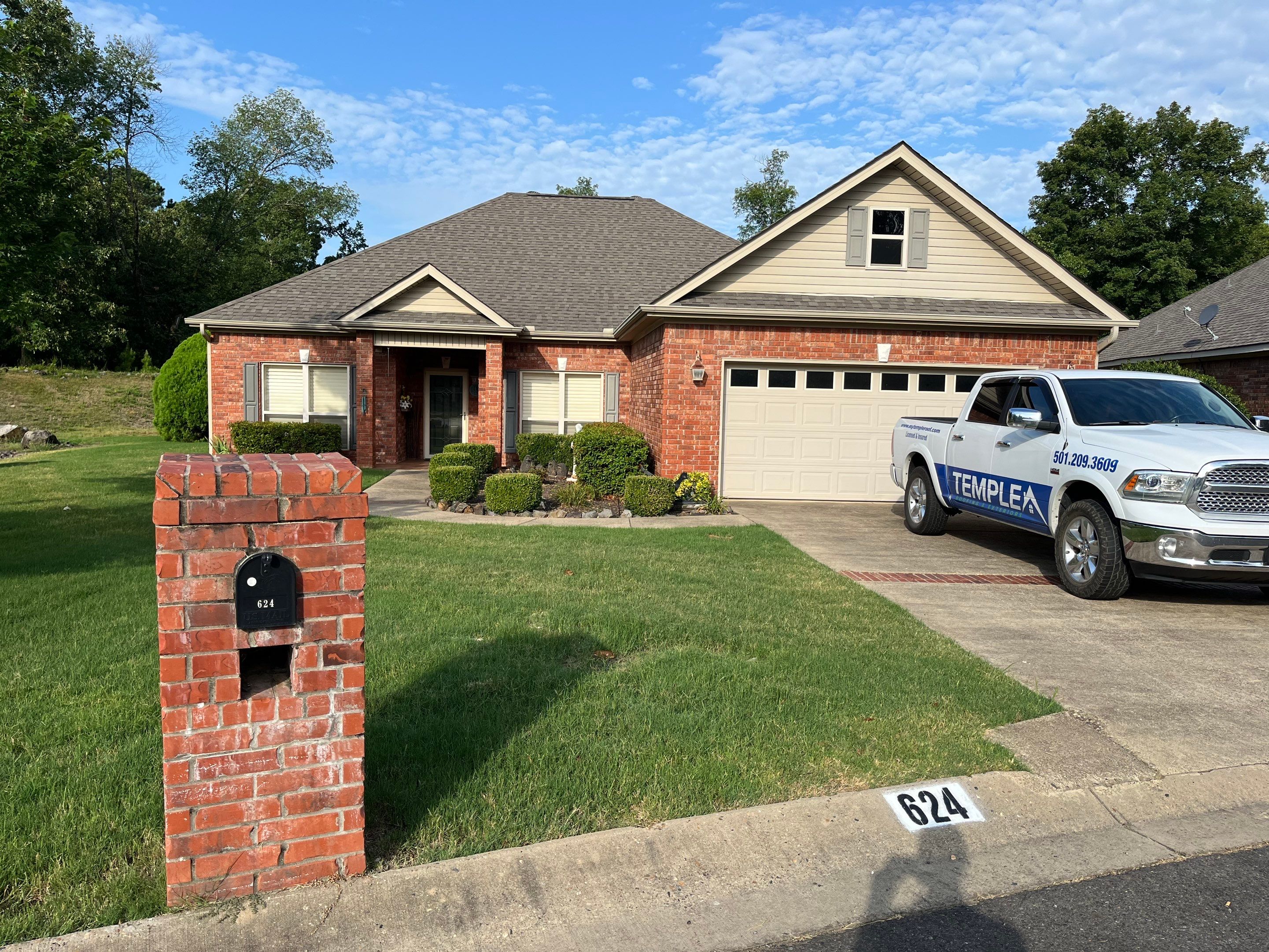 GAF Timberline HDZ Architectural Shingle Roof Replacement in Hot Springs by Temple Roofing and Exteriors