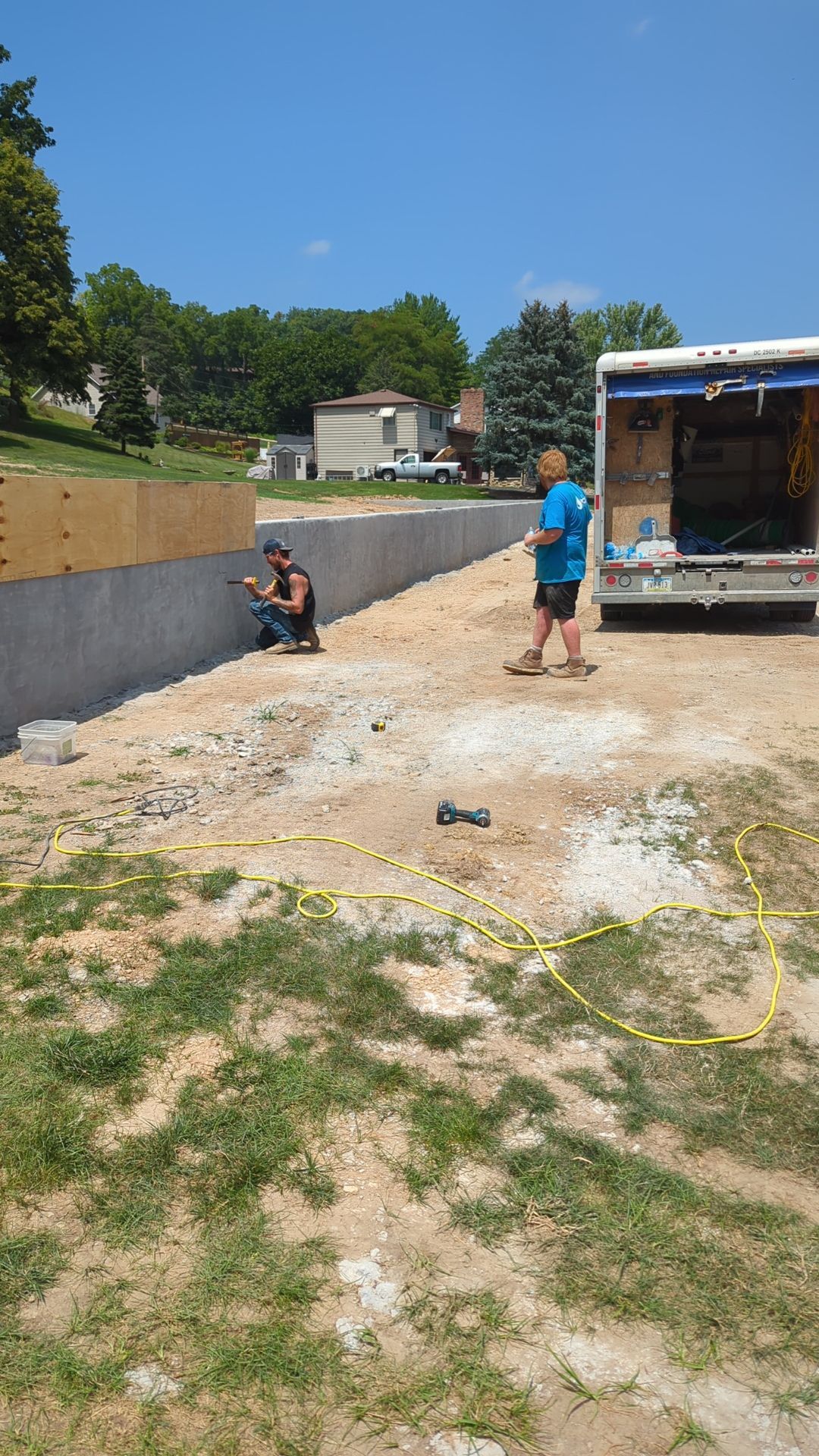 Fence / Retaining Wall using Block then parge by ACE Waterproofing & Basement Solutions