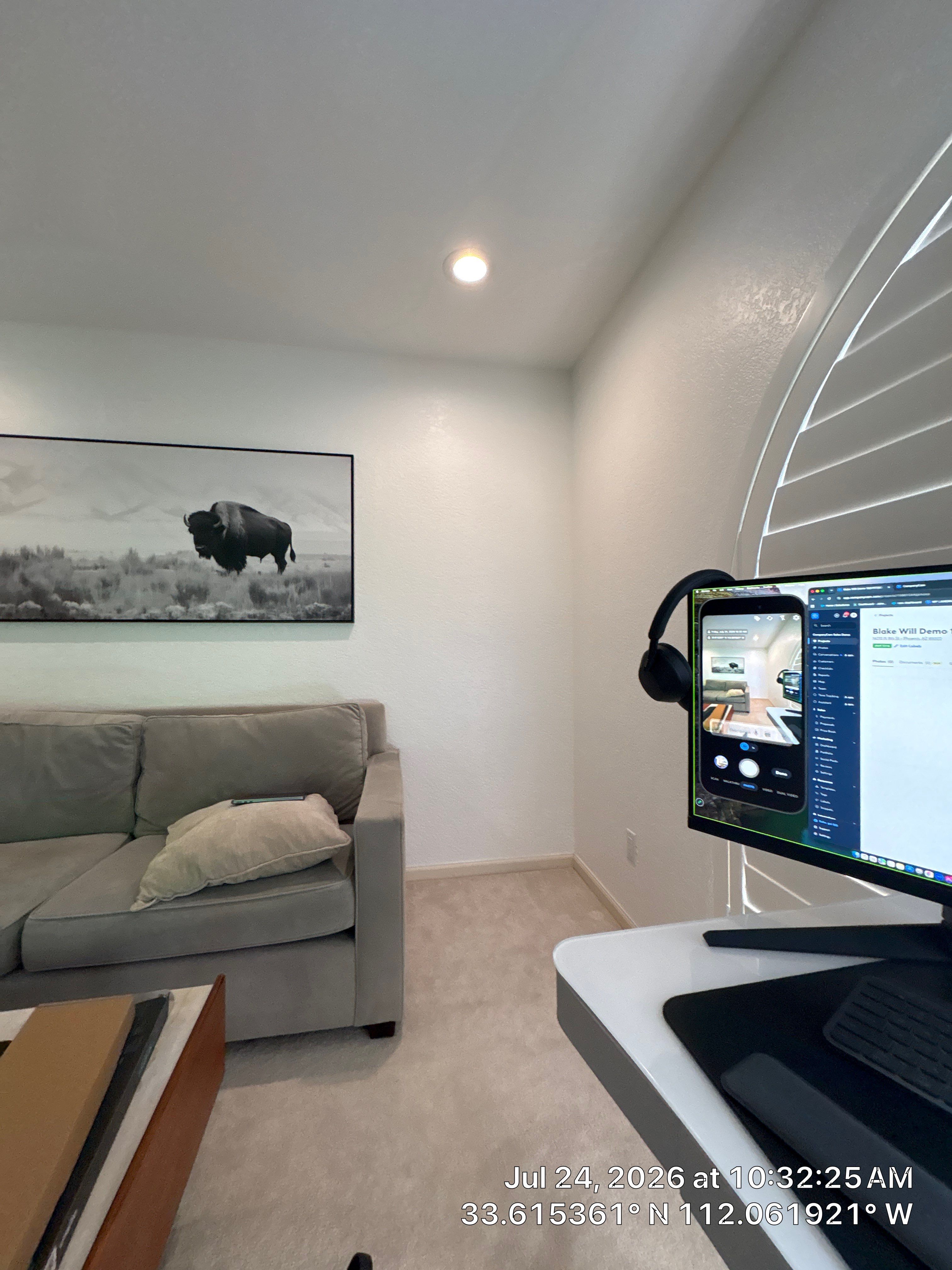 Multi-Screen Media Wall and Plantation Shutter Installation in Phoenix by CompanyCam Sales Demo