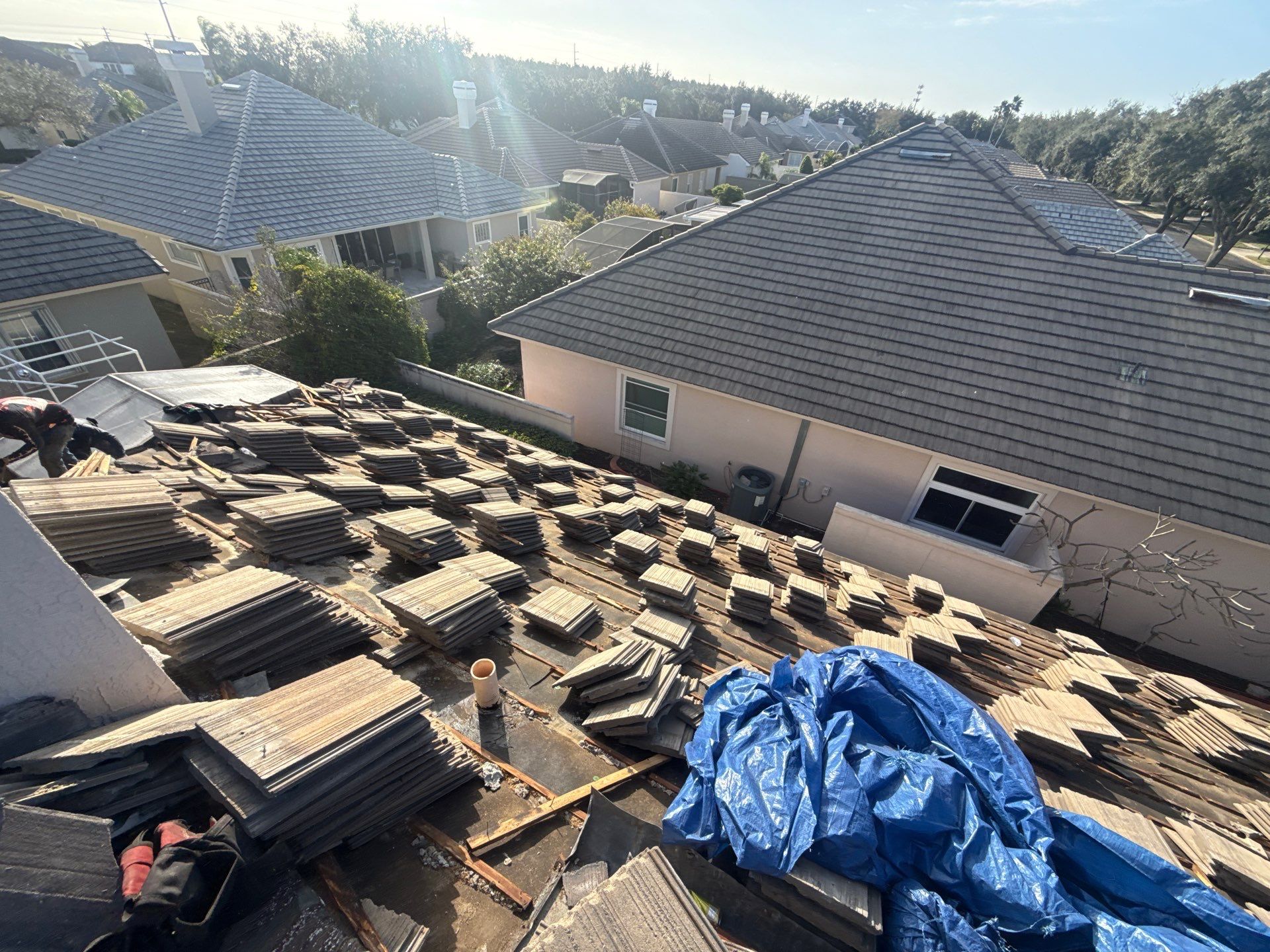 Orlando Tile Roof Replacement with Crown Windsor Shake Silverado Tiles by Fortified Roofing Solutions Corp.
